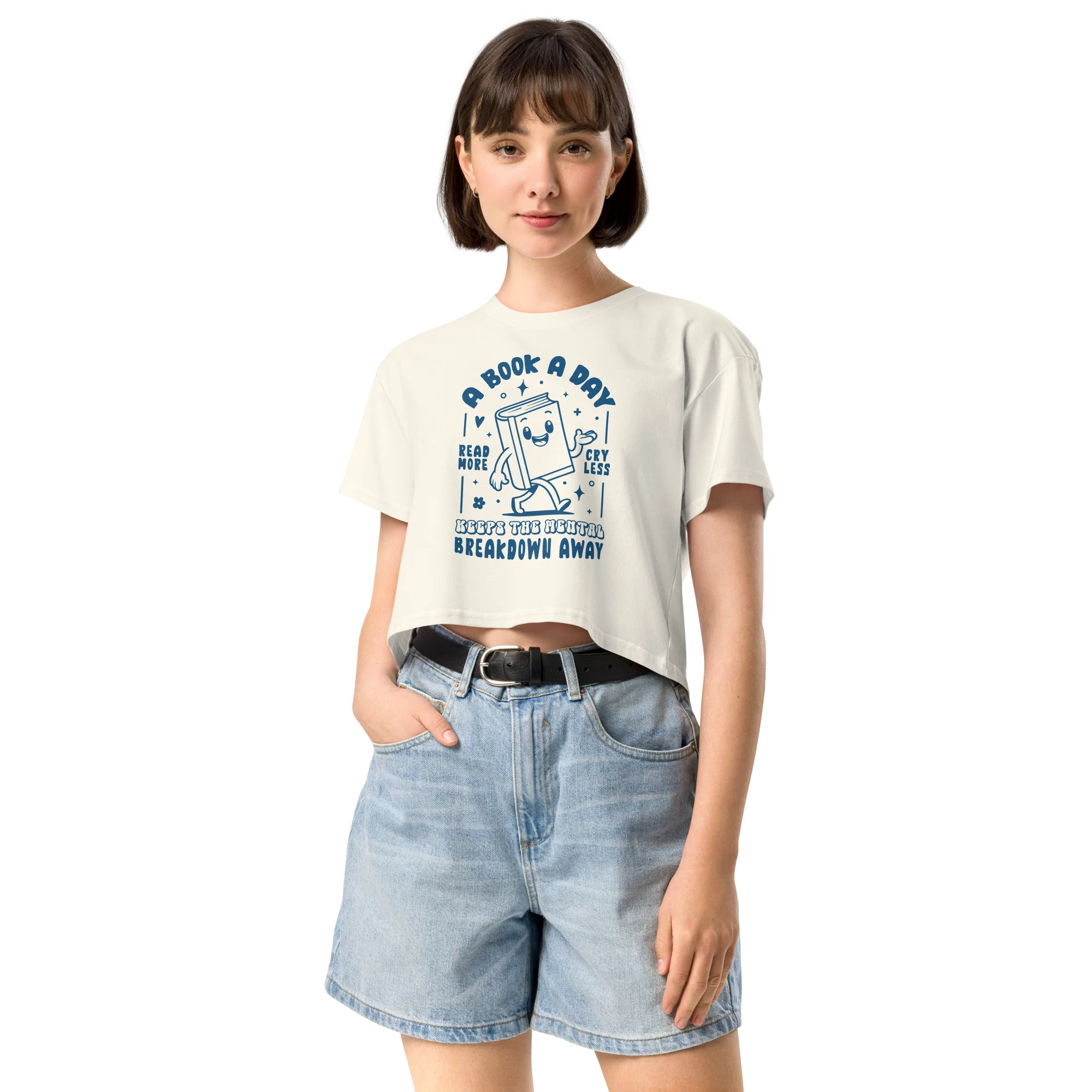 A Book a Day Mental Breakdown Away Crop Tee - Image 5