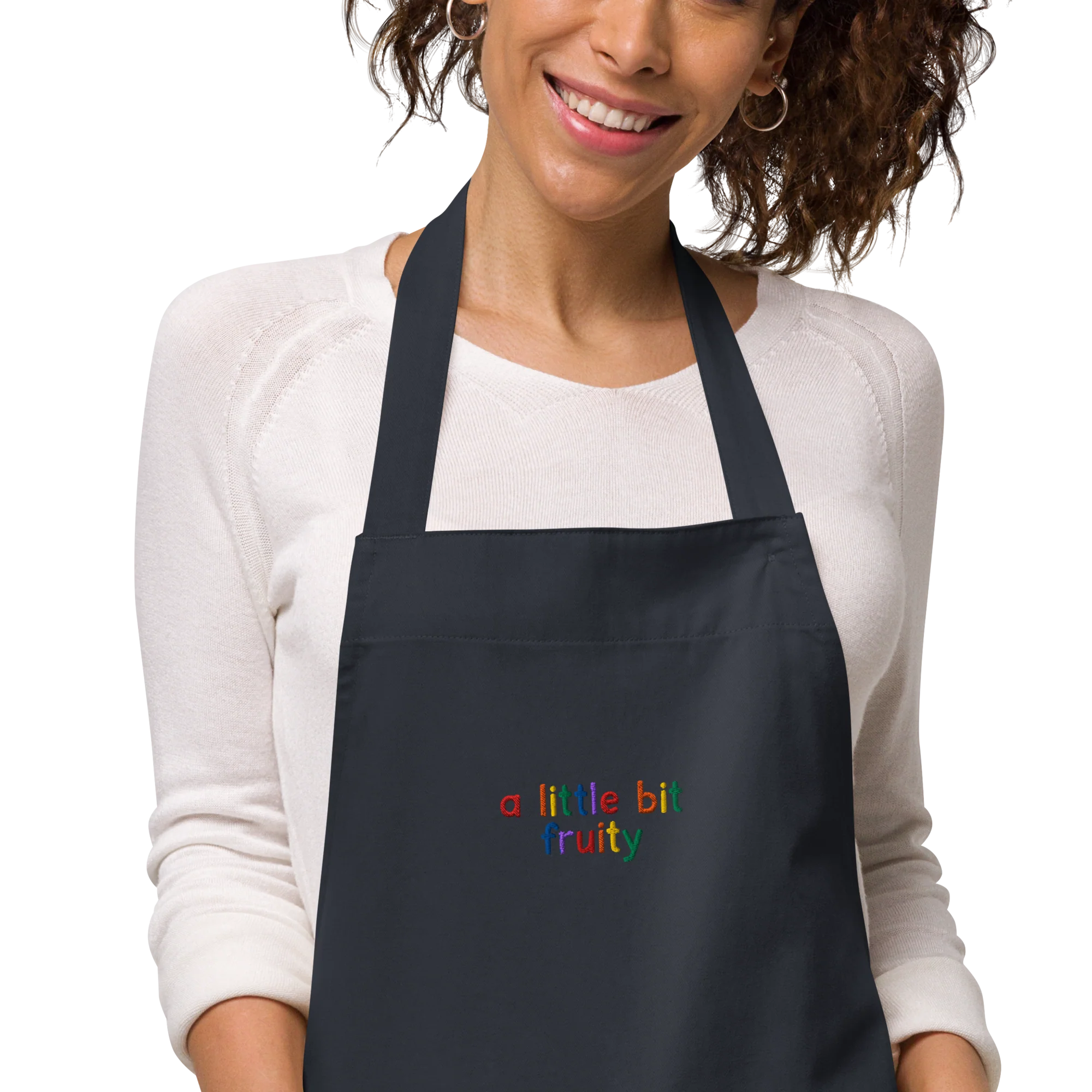 A Little Bit Fruity Pride Embroidered Organic Cotton Apron - Image 6