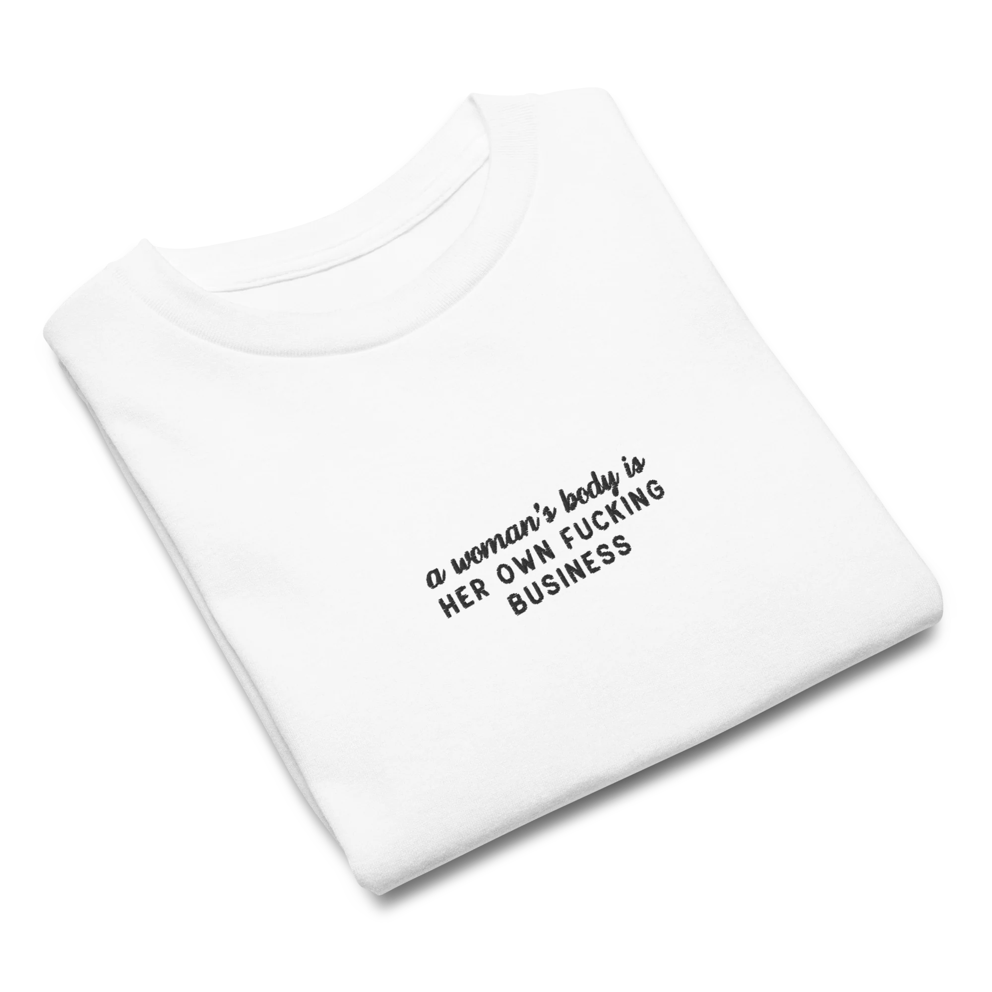 A Woman's Body Is Her Own Fucking Business Embroidered Baby Tee - Image 4