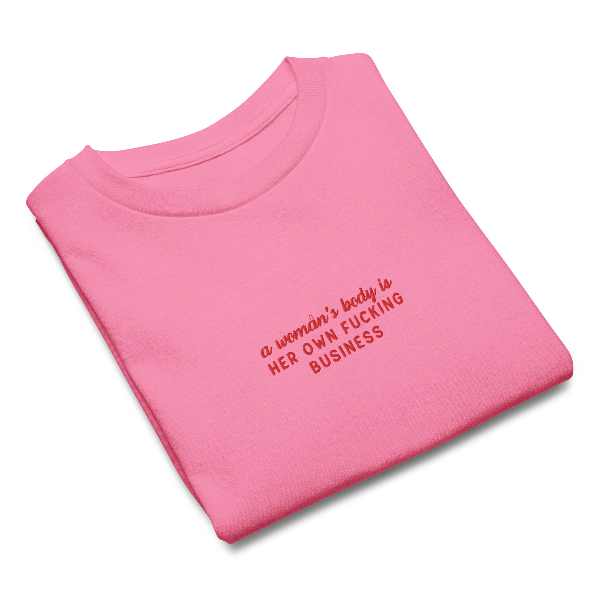A Woman's Body Is Her Own Fucking Business Embroidered Baby Tee - Image 9