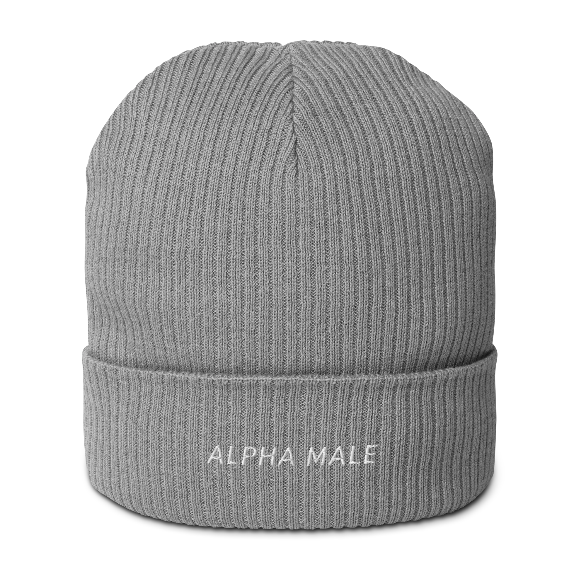 Alpha Male Feminist Embroidered Organic Ribbed Beanie - Image 10
