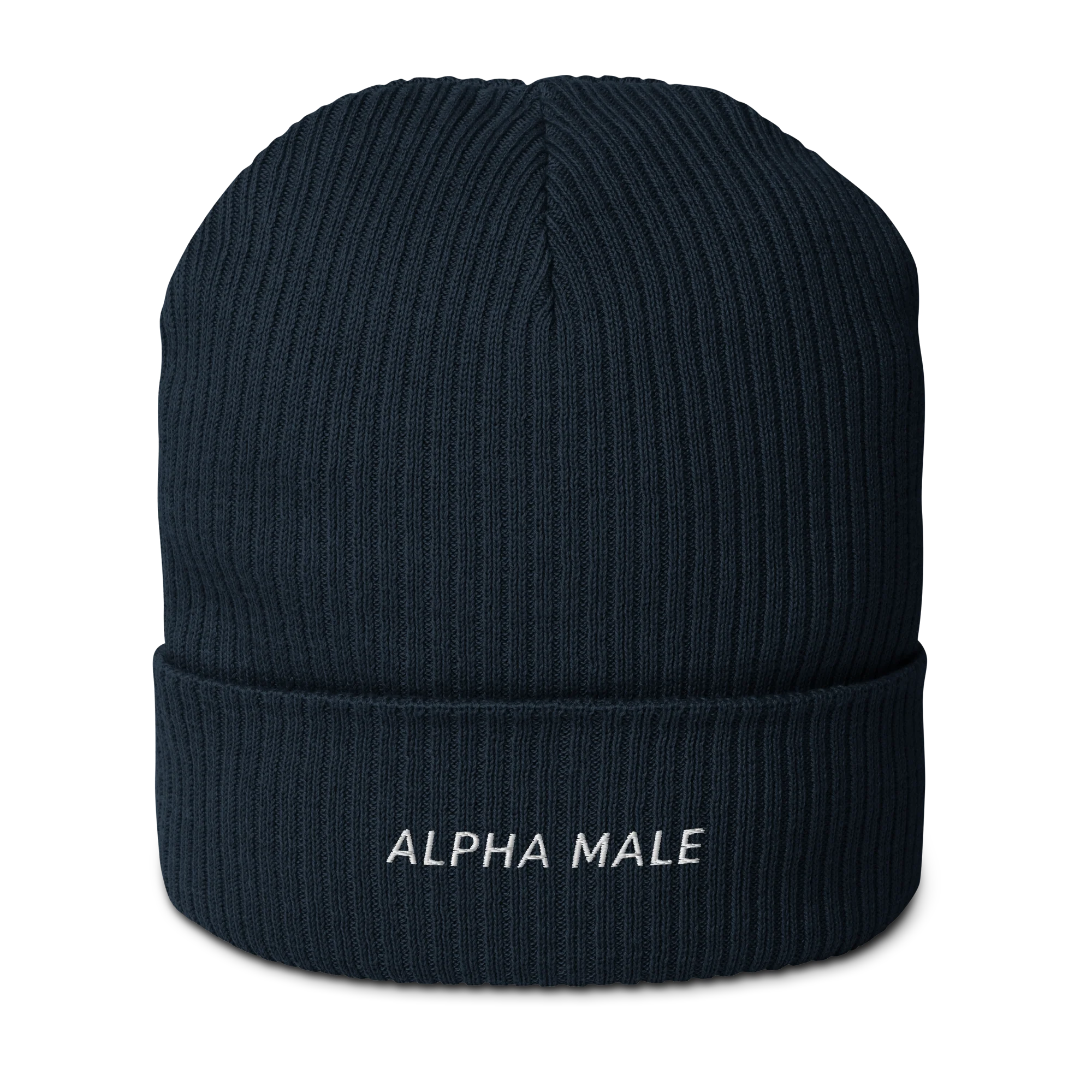 Alpha Male Feminist Embroidered Organic Ribbed Beanie - Image 4