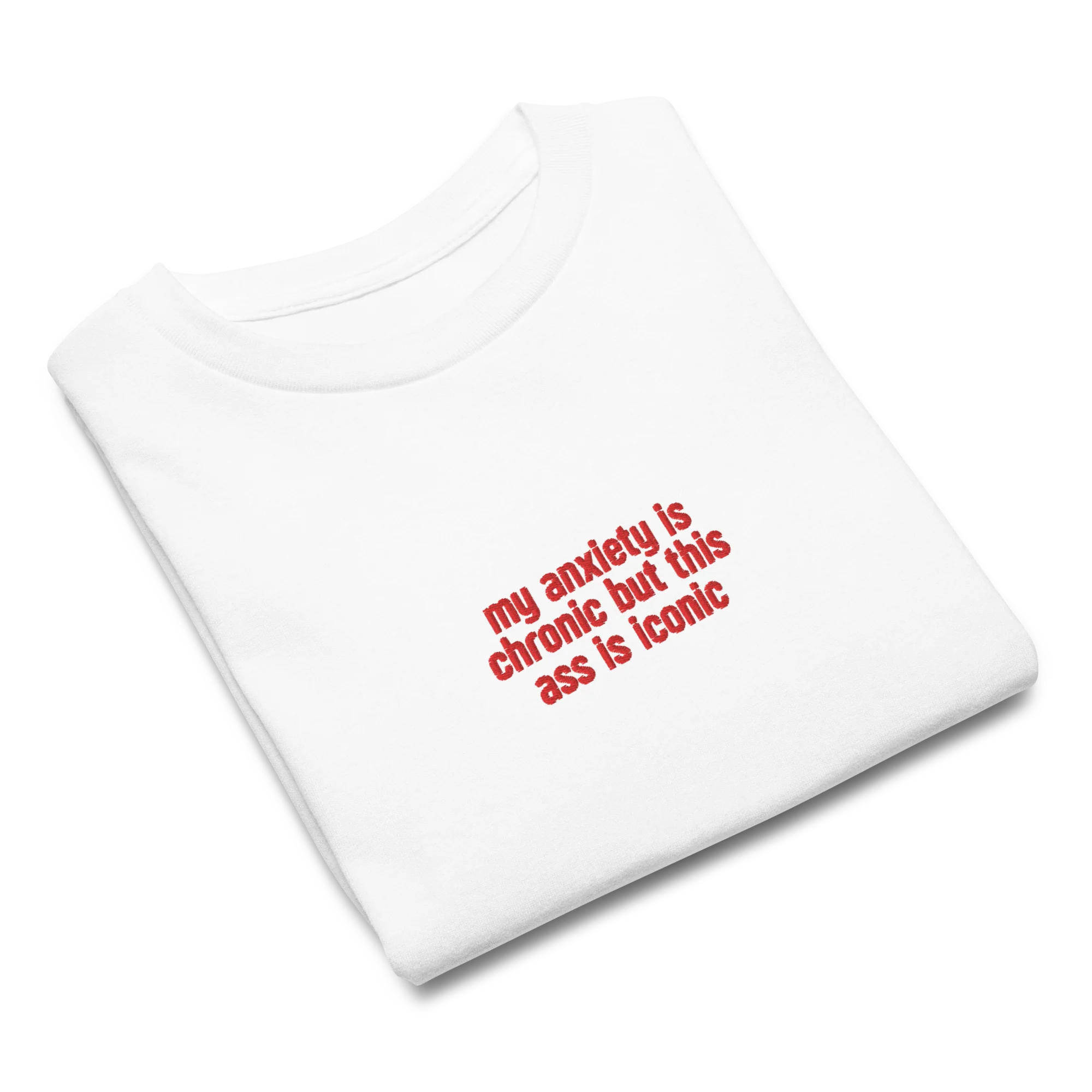 Anxiety Chronic Ass Iconic Embroidered Baby Tee - Image 4