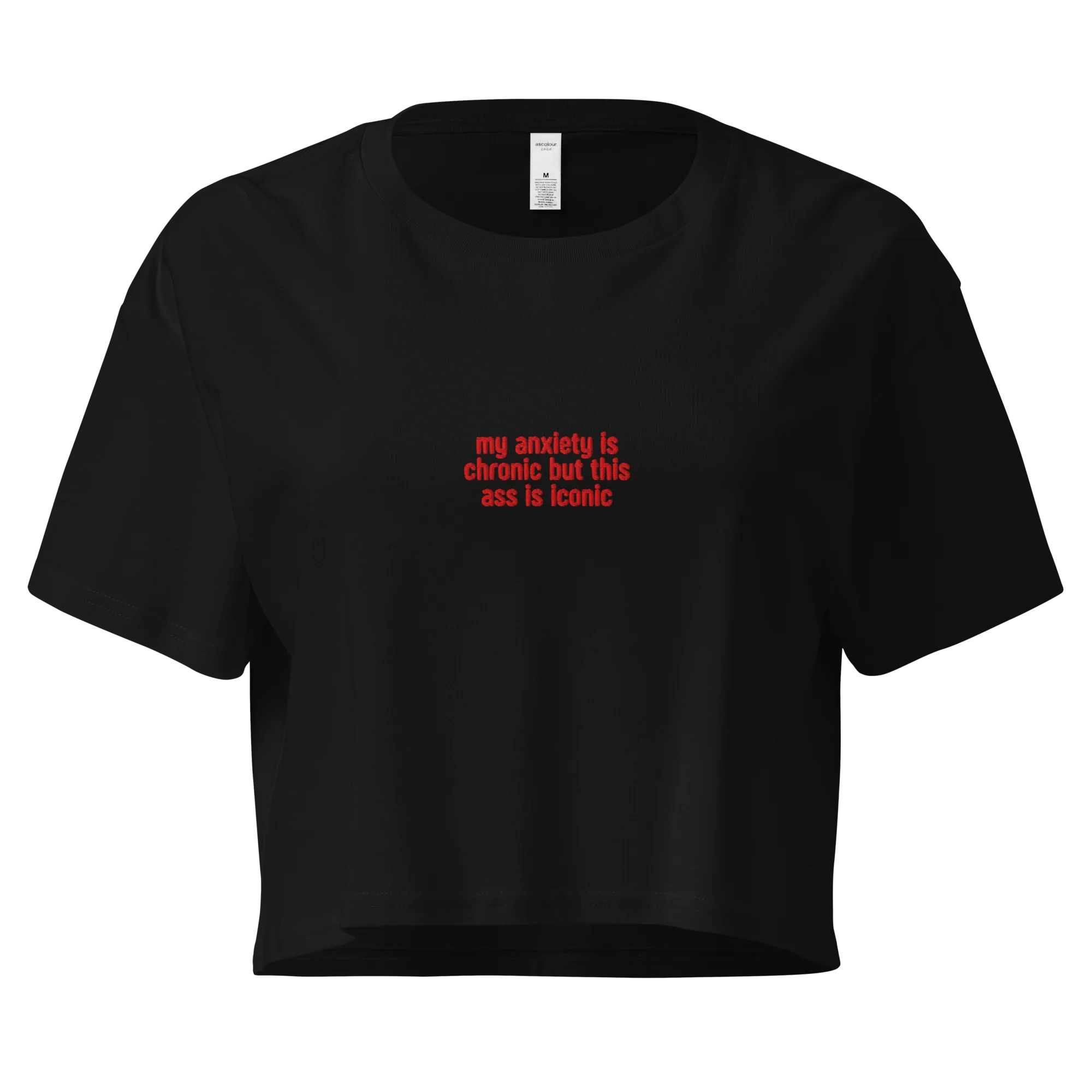 Anxiety Chronic Ass Iconic Embroidered Crop Tee - Image 3