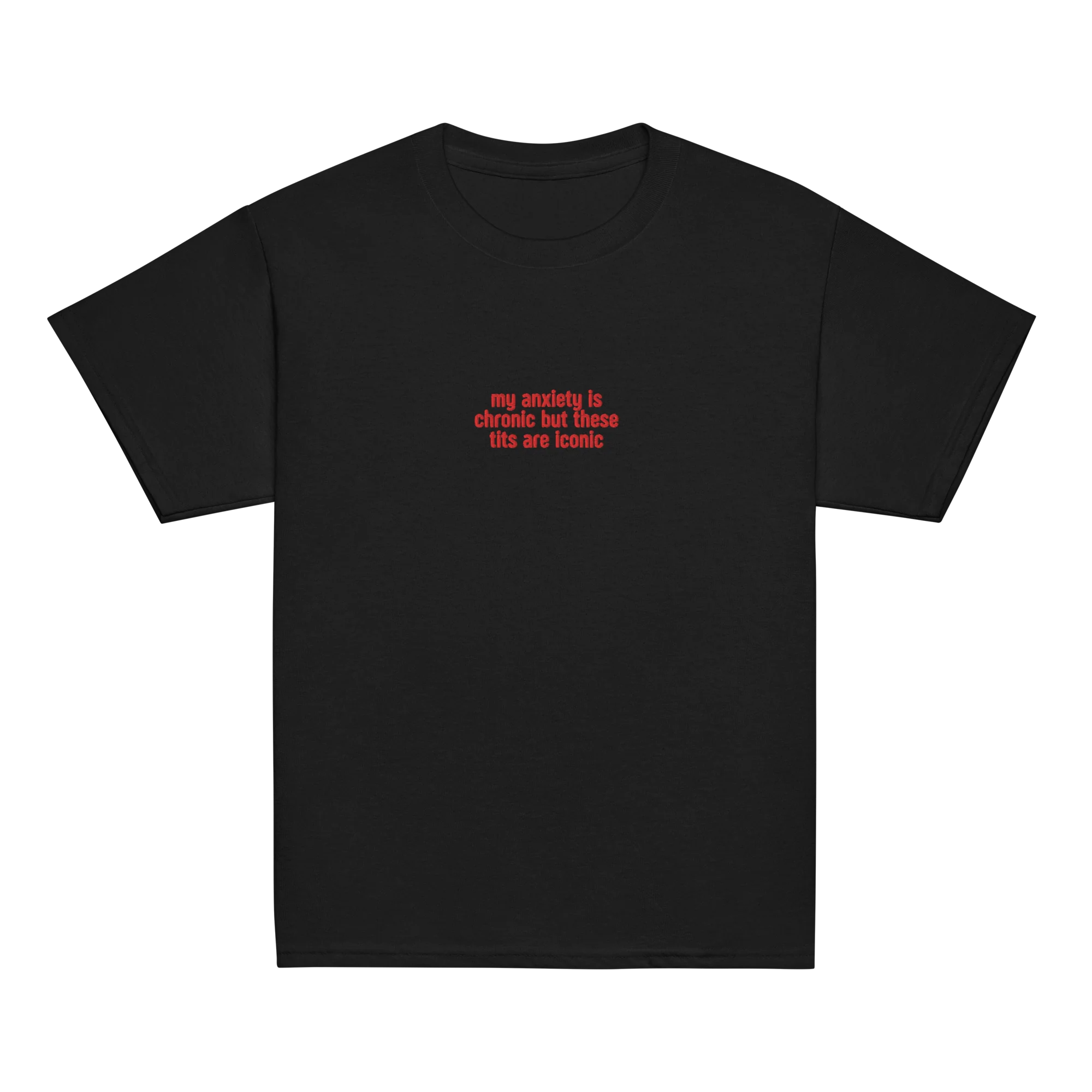 Anxiety Chronic Tits Iconic Embroidered Baby Tee - Image 11