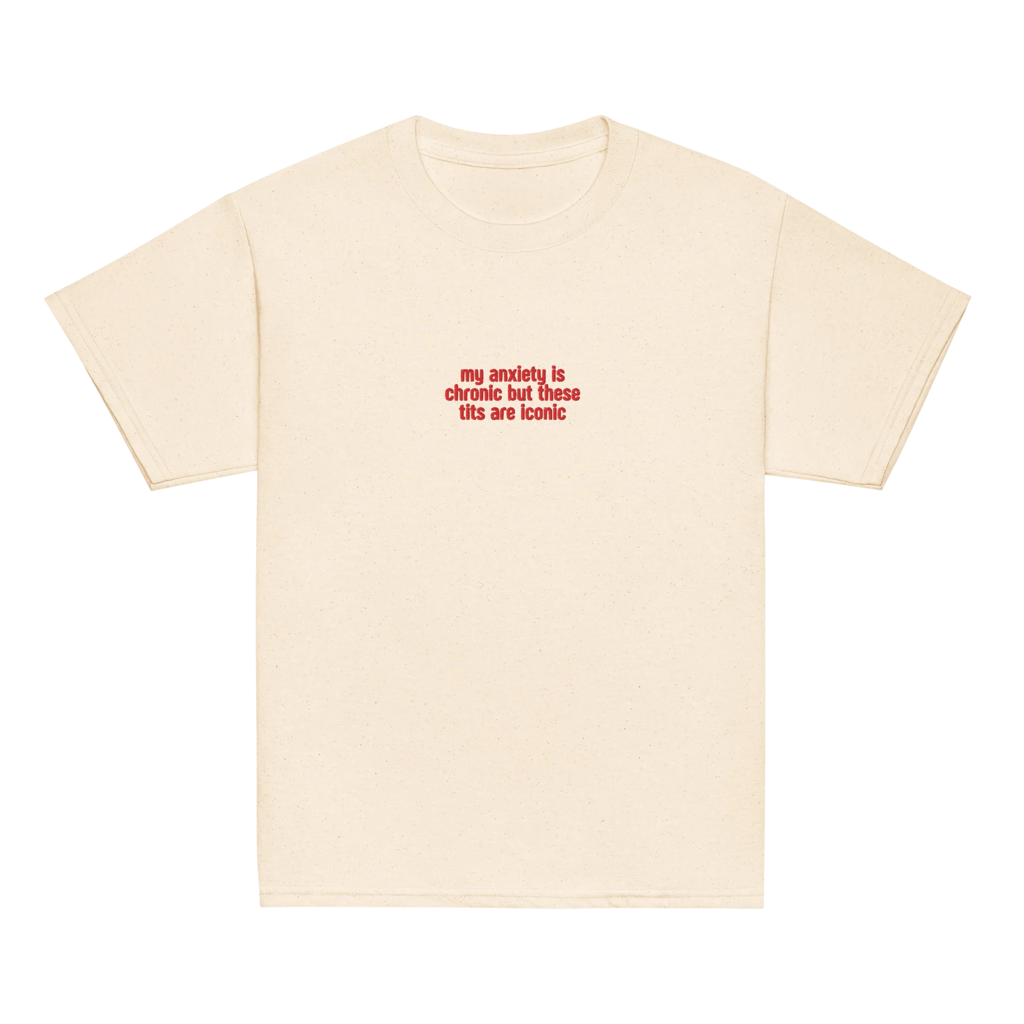 Anxiety Chronic Tits Iconic Embroidered Baby Tee - Image 7