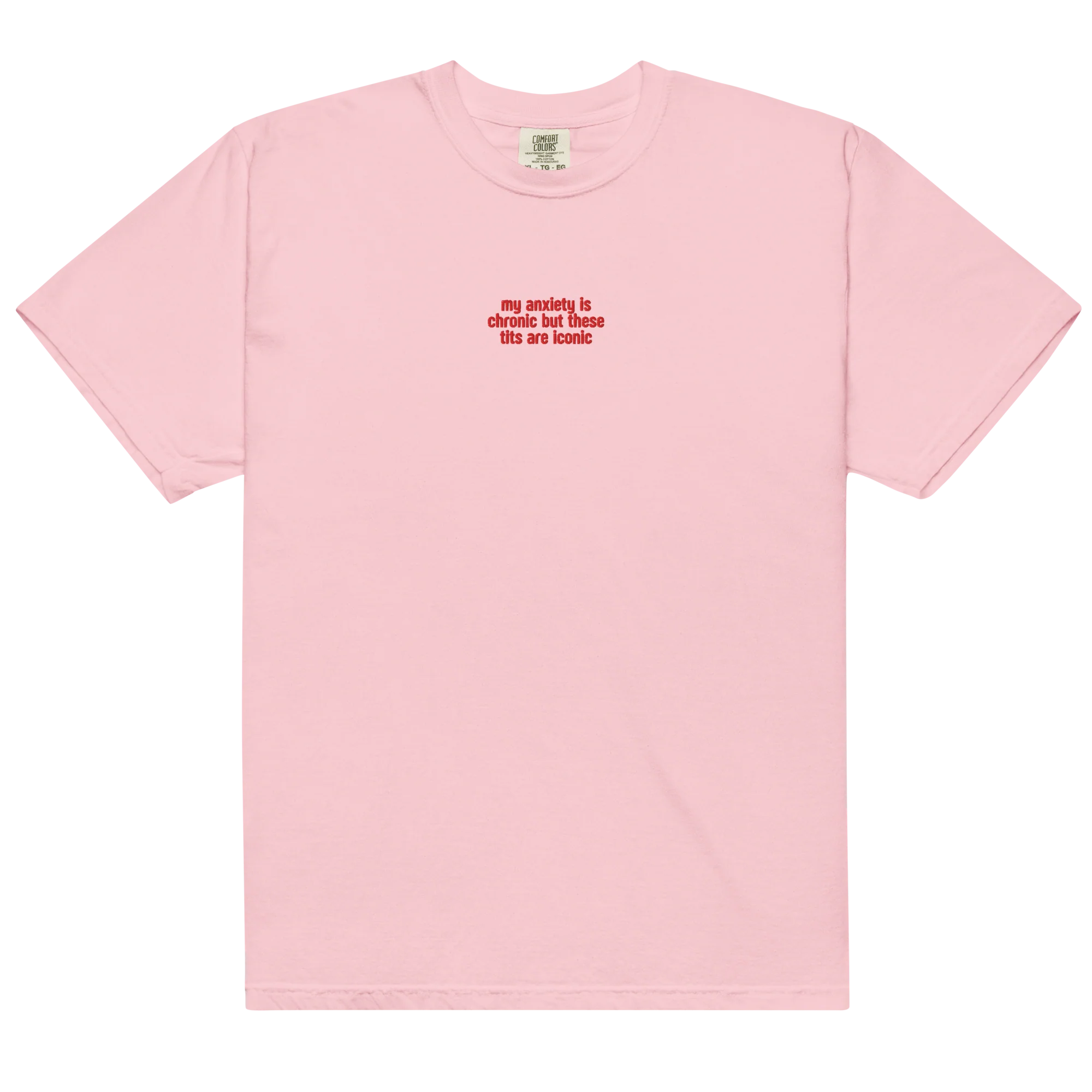 Anxiety Chronic Tits Iconic Embroidered Classic T-Shirt - Image 14