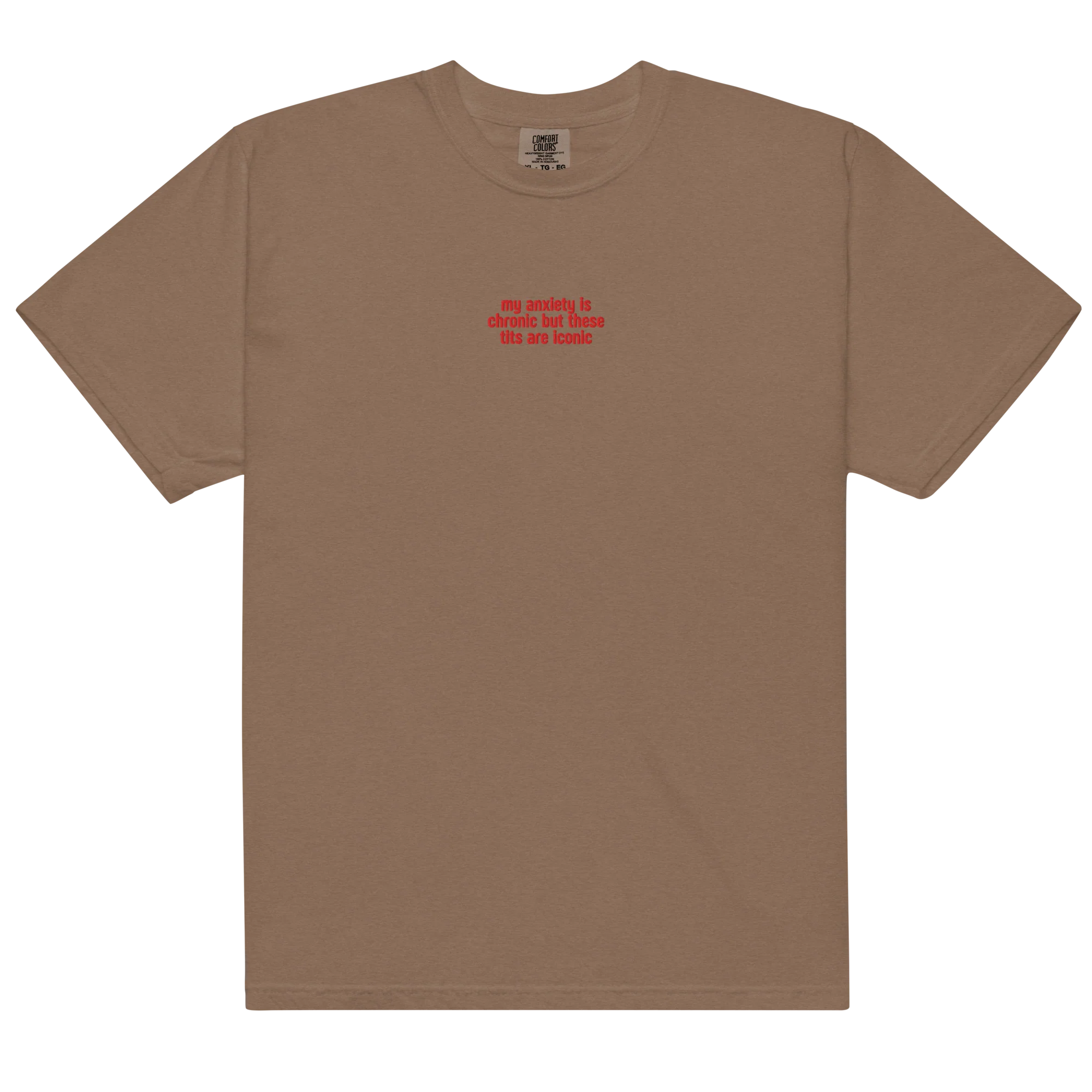 Anxiety Chronic Tits Iconic Embroidered Classic T-Shirt - Image 9