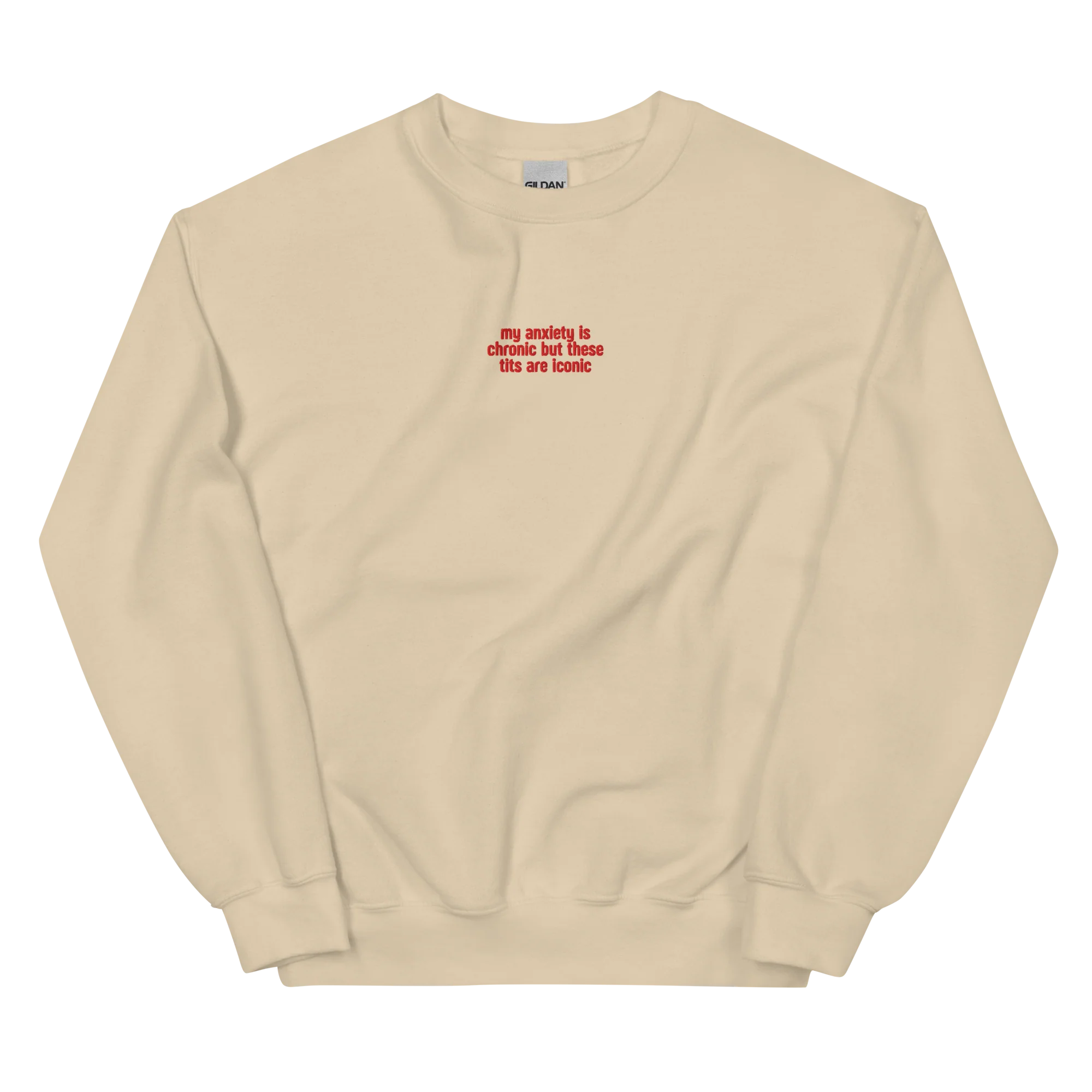 Anxiety Chronic Tits Iconic Embroidered Sweatshirt - Image 3