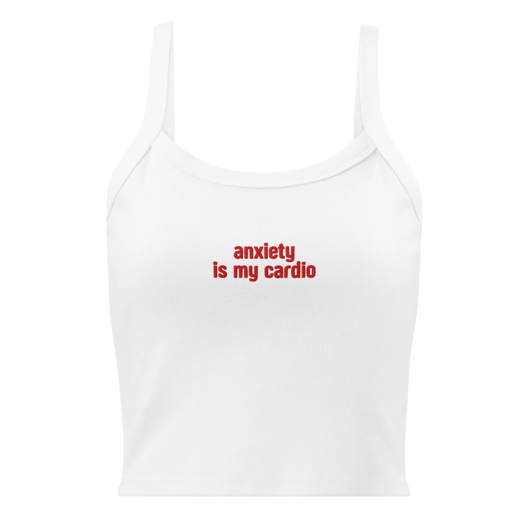 Anxiety is My Cardio Rib Embroidered Tank Top - Image 3