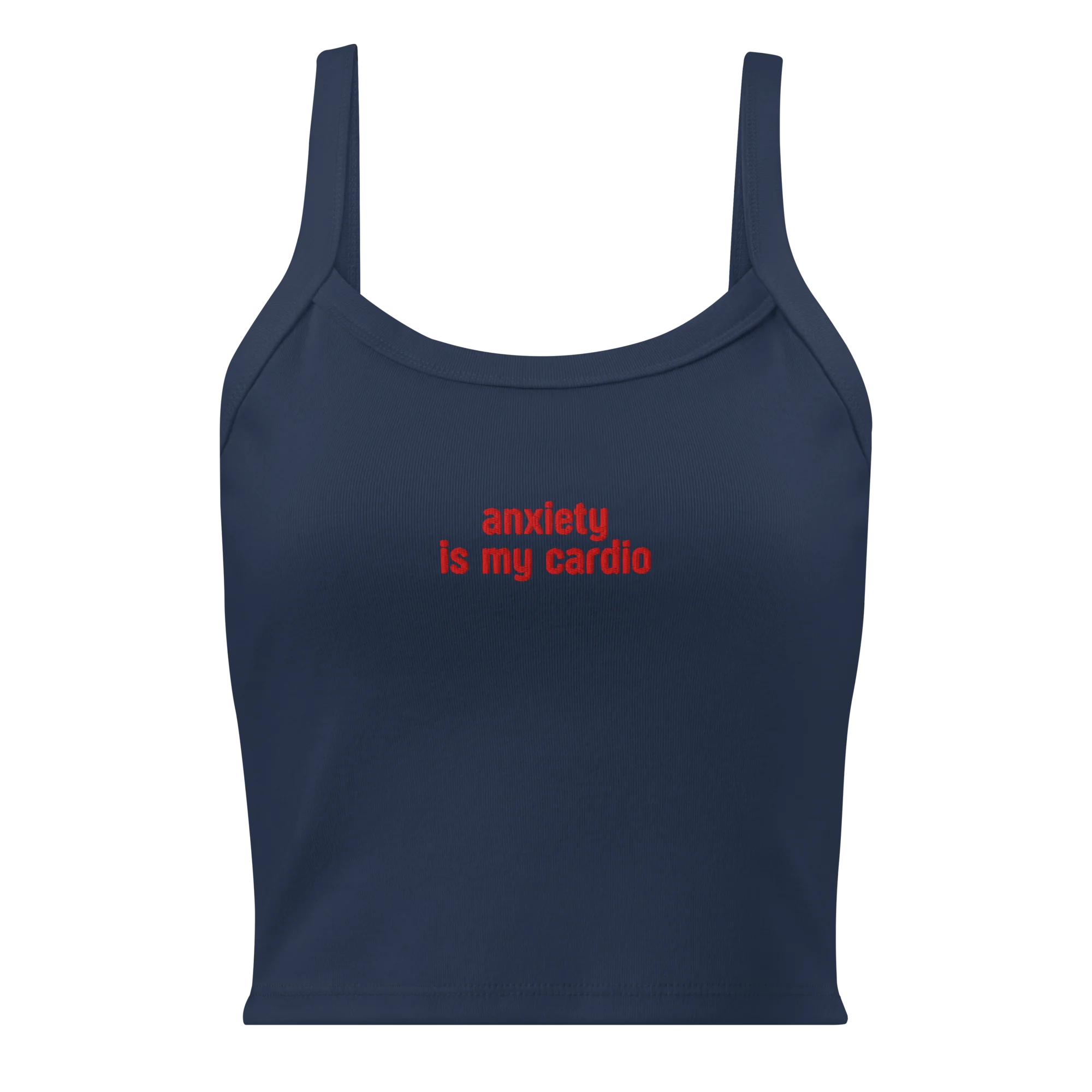 Anxiety is My Cardio Rib Embroidered Tank Top - Image 4