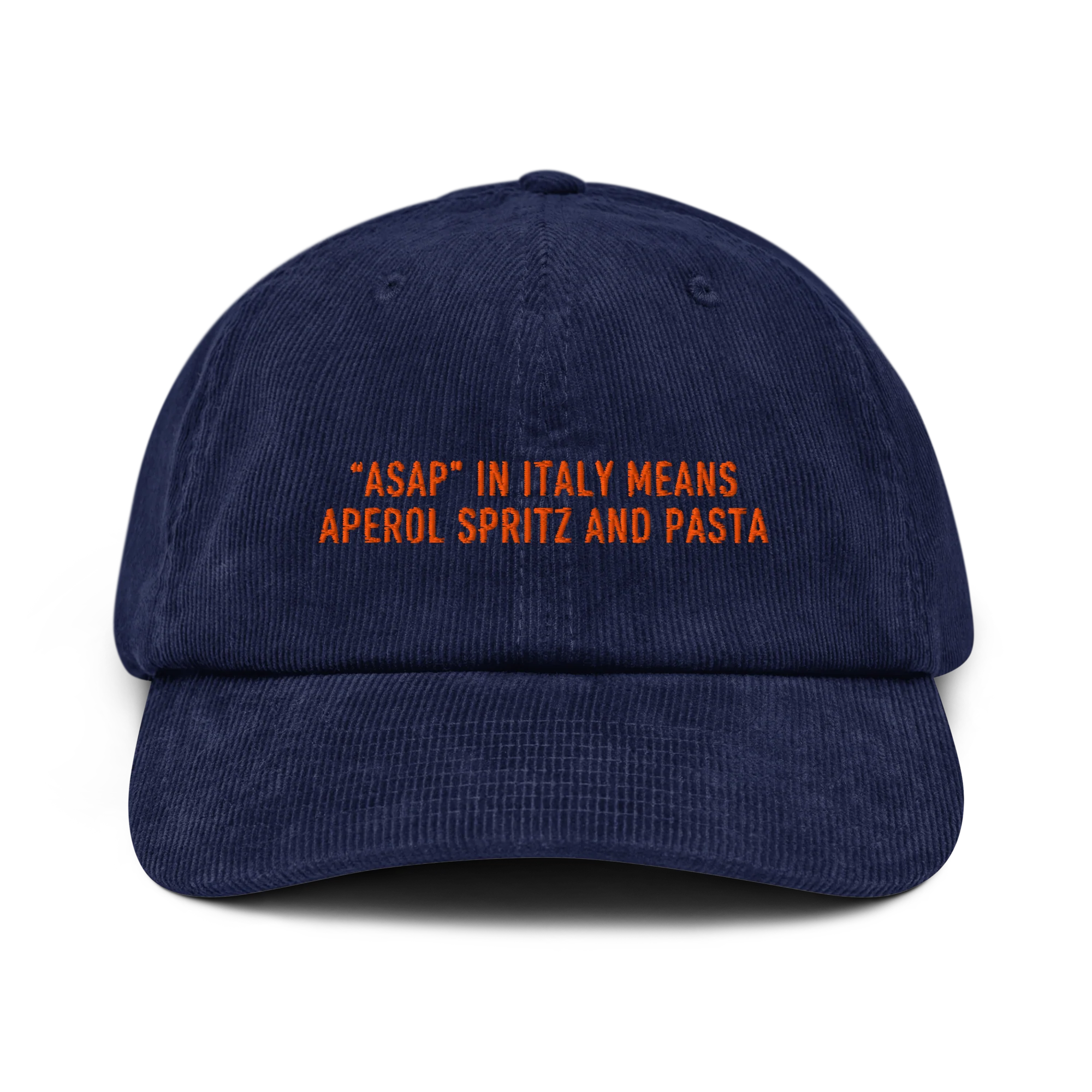 ASAP Italy Aperol Spritz and Pasta Embroidered Corduroy Hat
