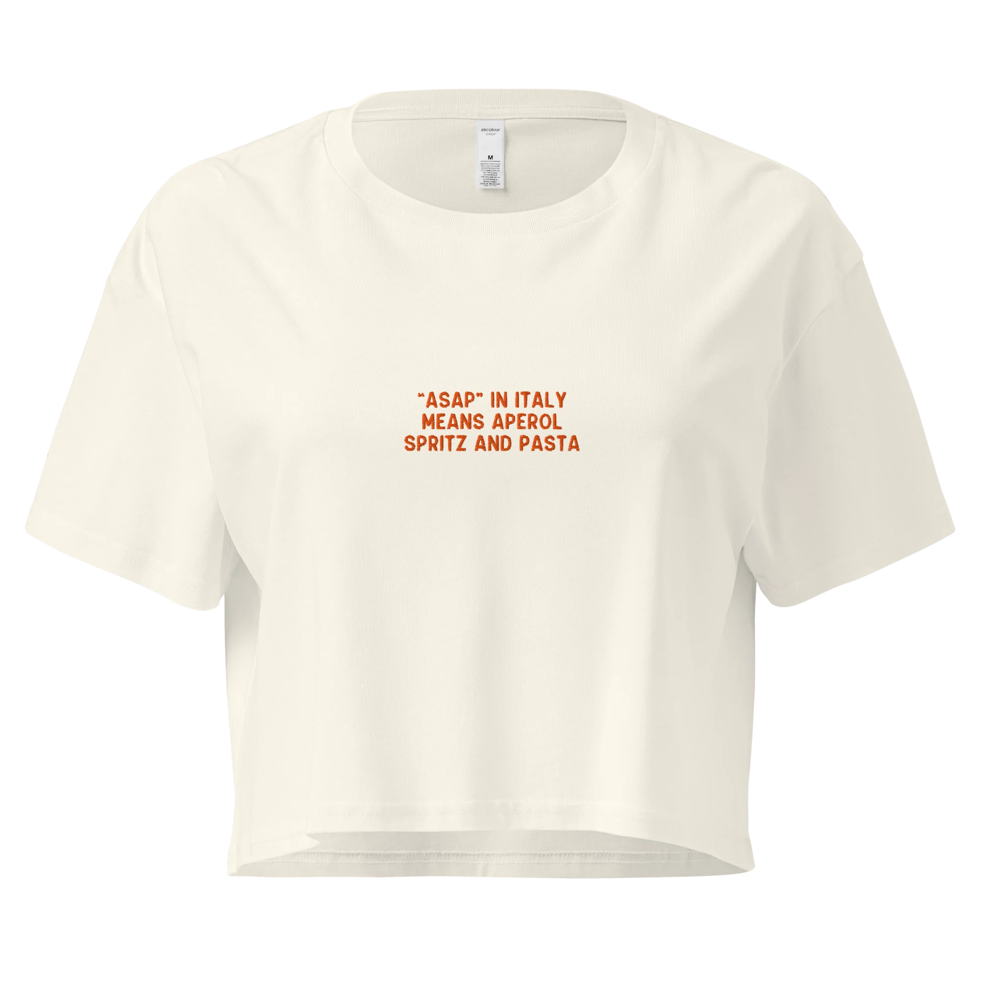 ASAP Italy Aperol Spritz and Pasta Embroidered Crop Tee - Image 3