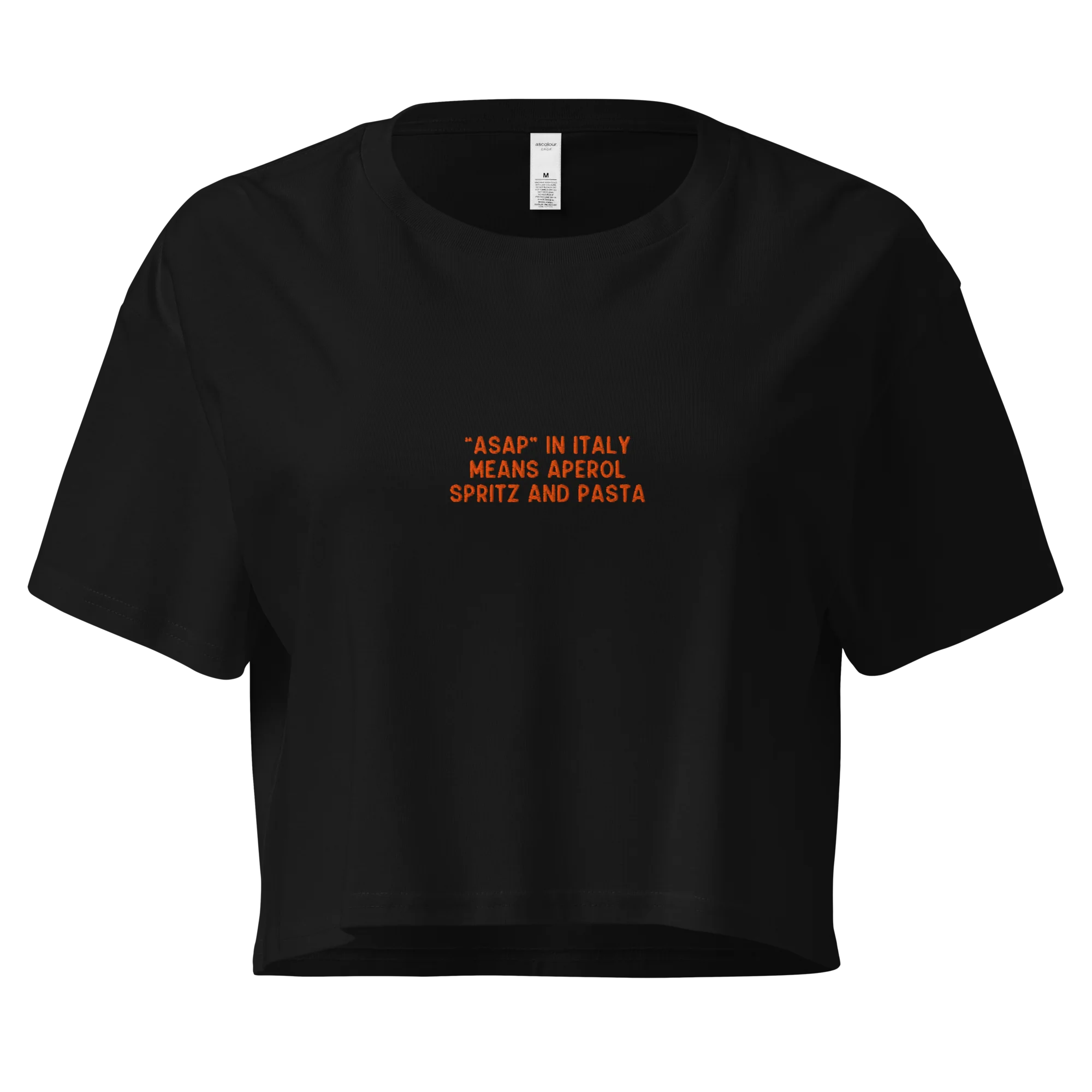 ASAP Italy Aperol Spritz and Pasta Embroidered Crop Tee - Image 4