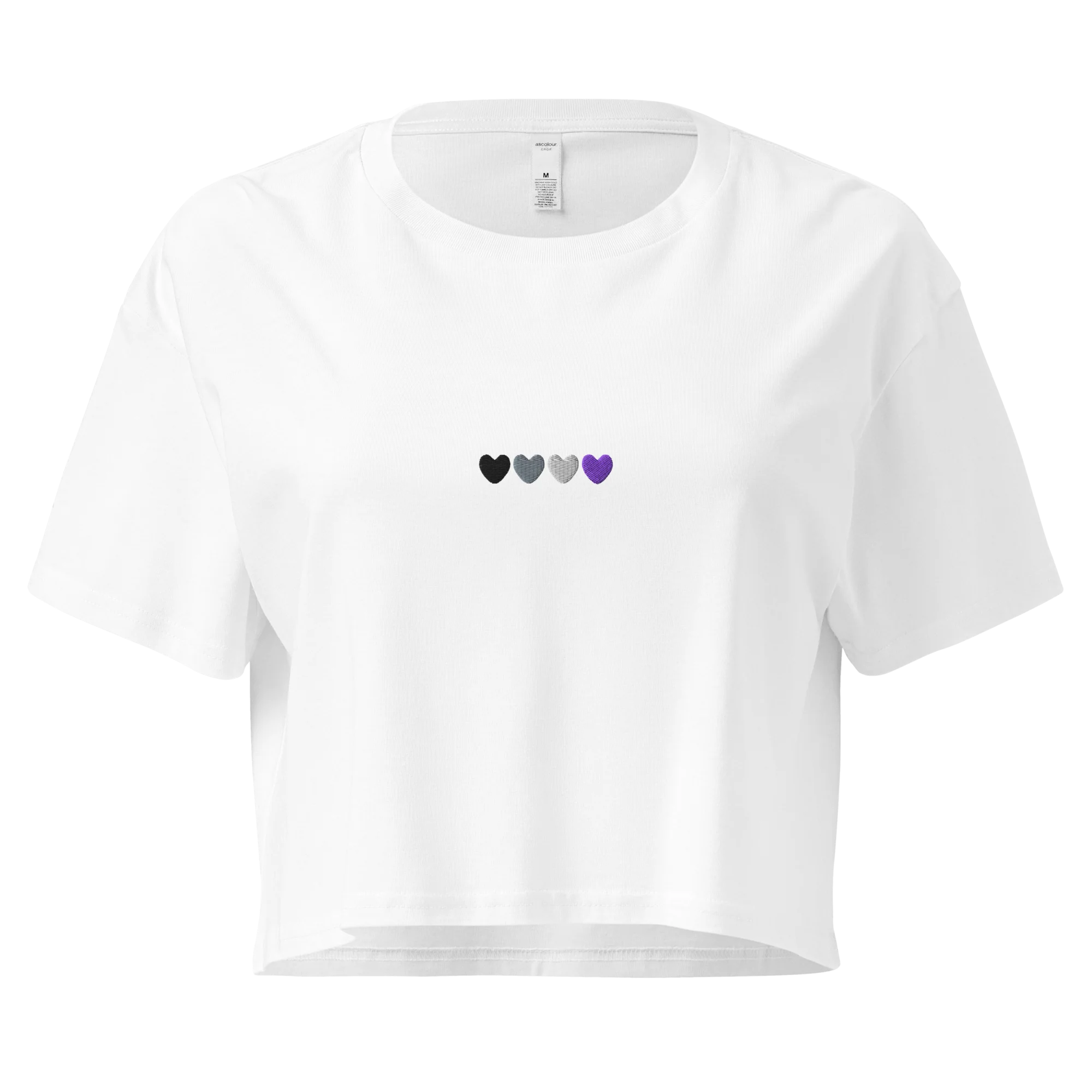 Asexual Hearts Pride Embroidered Crop Tee - Image 4