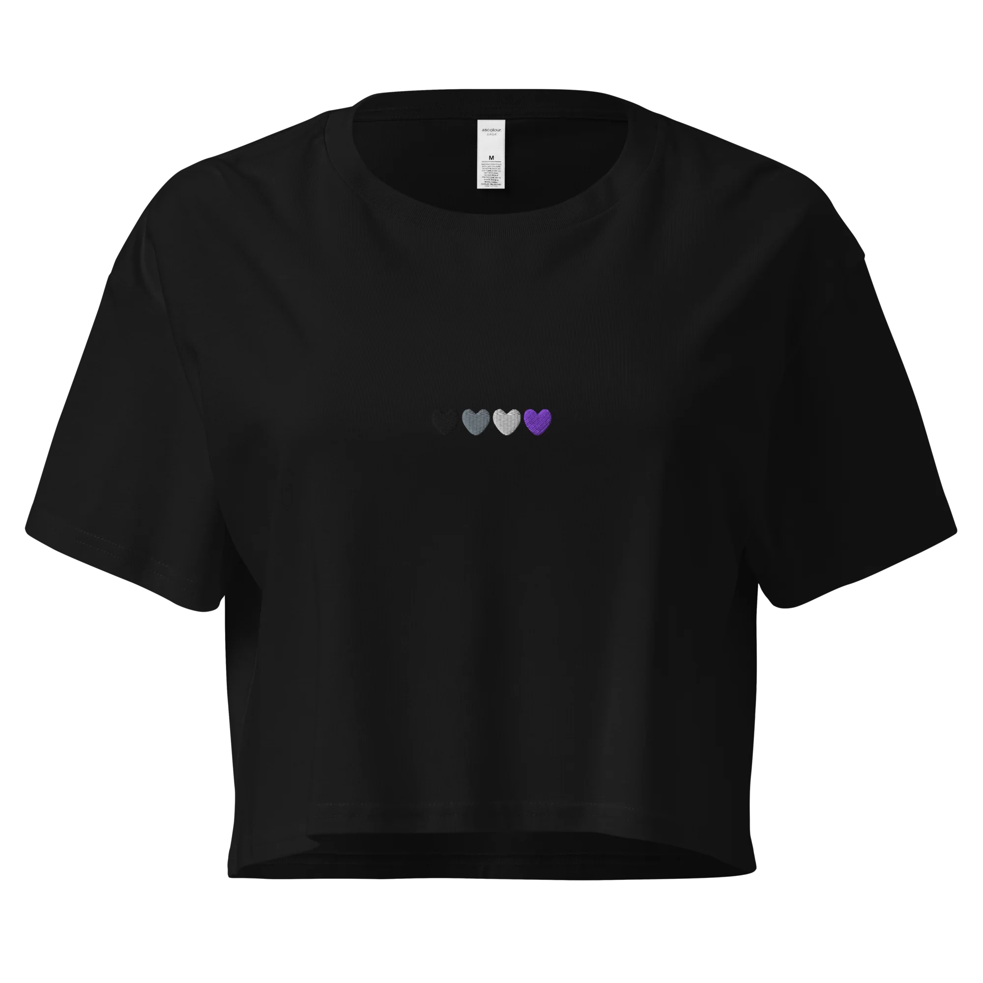 Asexual Hearts Pride Embroidered Crop Tee - Image 7