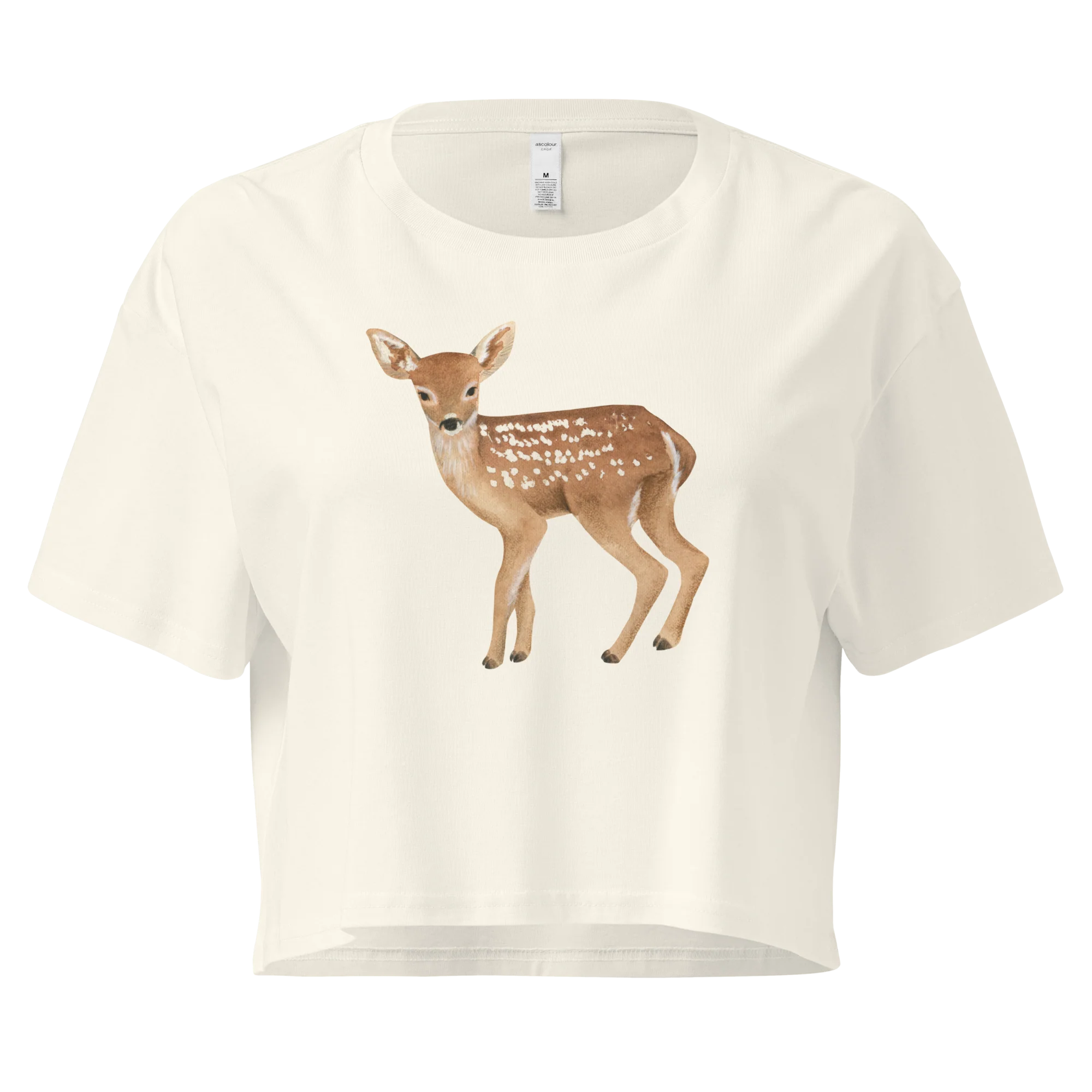 Bambi Deer Watercolor Crop Tee - Image 3