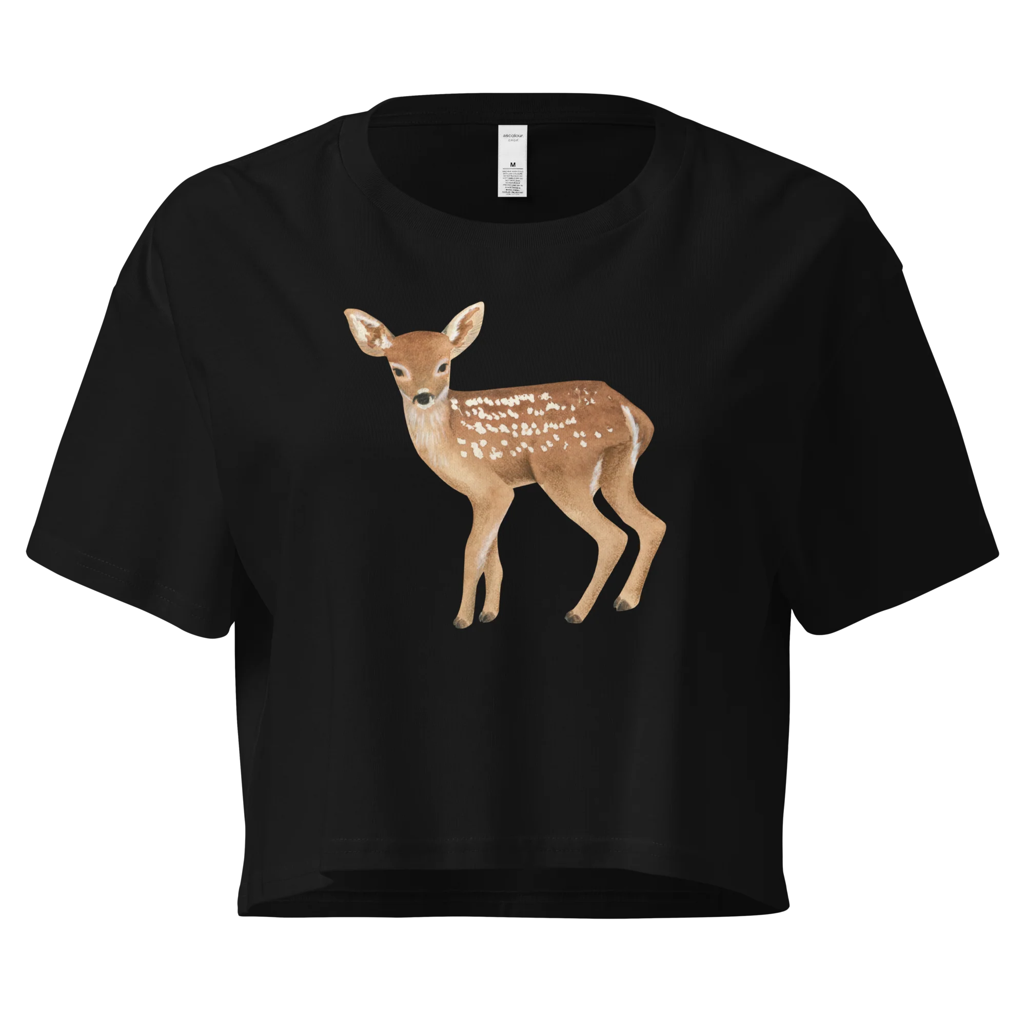 Bambi Deer Watercolor Crop Tee - Image 4