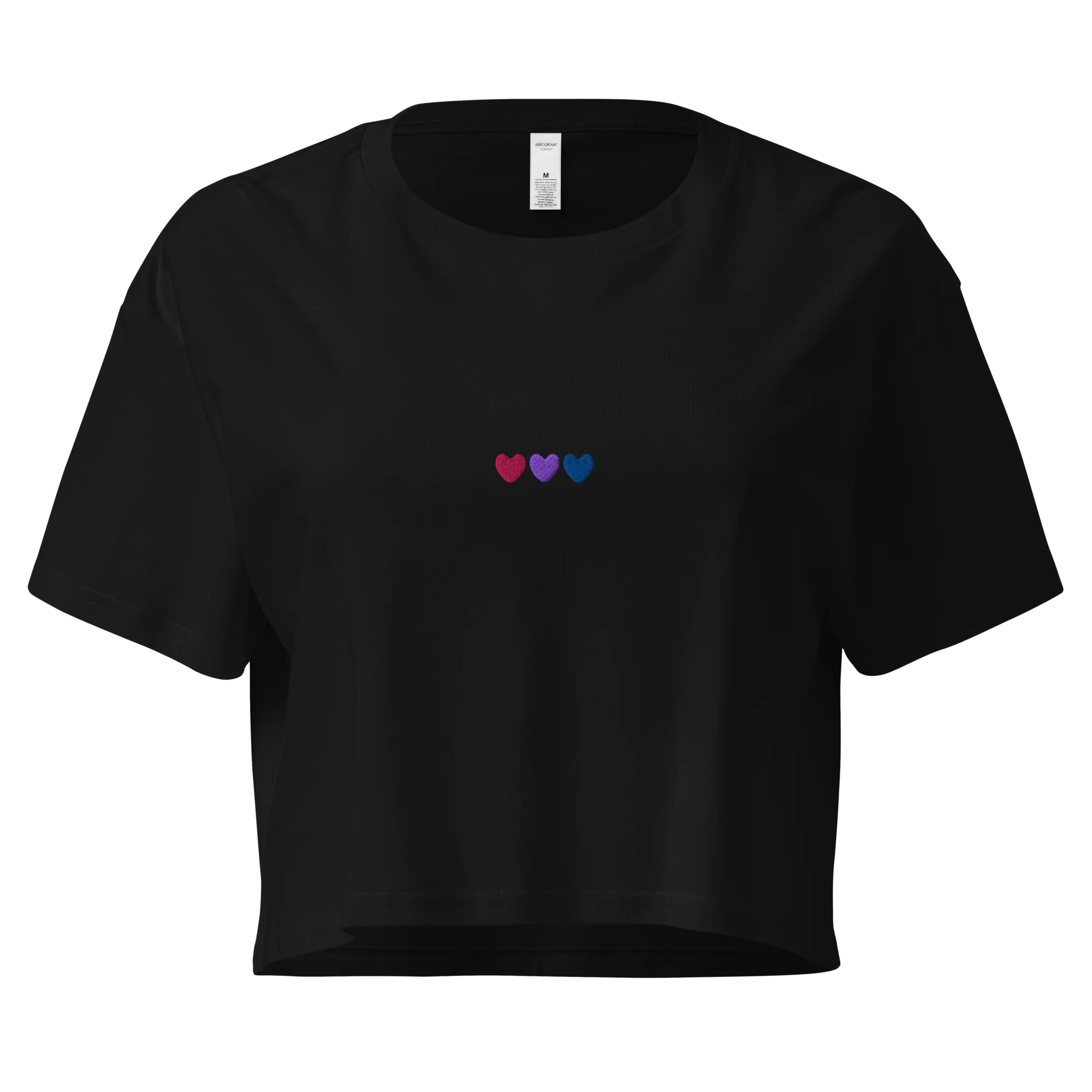 Bisexual Hearts Pride Embroidered Crop Tee