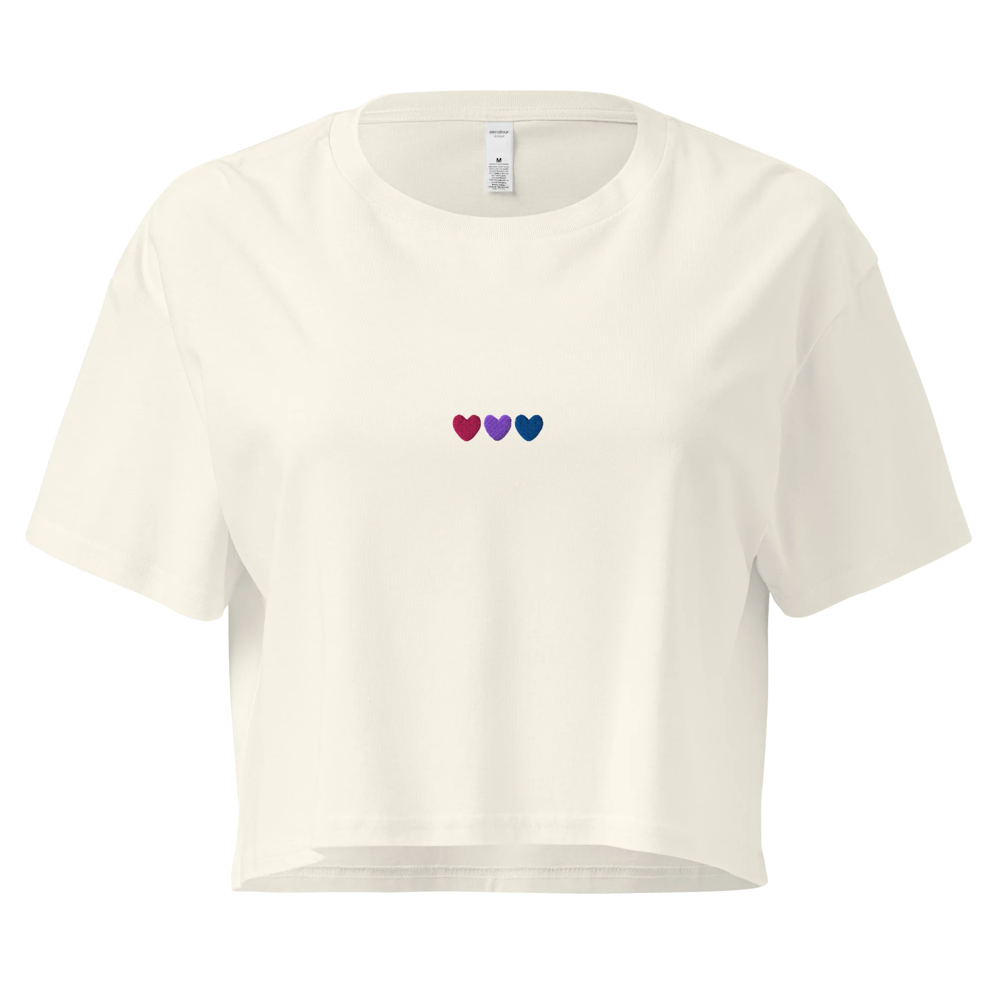 Bisexual Hearts Pride Embroidered Crop Tee - Image 3