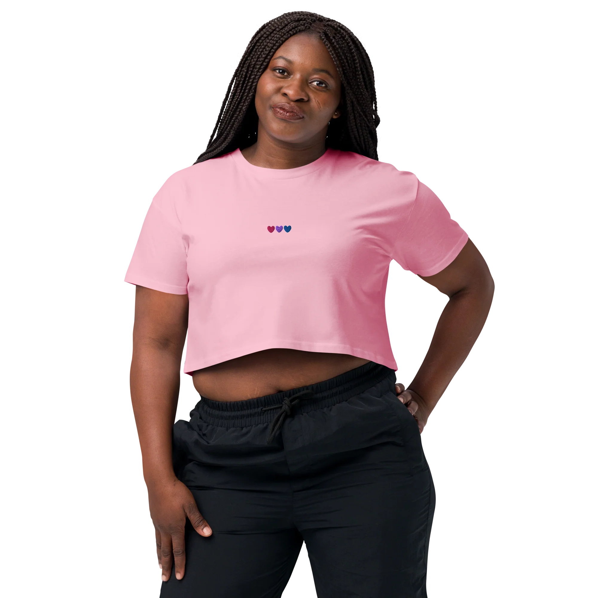 Bisexual Hearts Pride Embroidered Crop Tee - Image 5