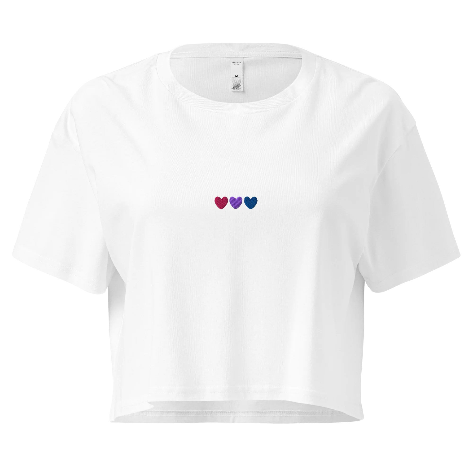 Bisexual Hearts Pride Embroidered Crop Tee - Image 7