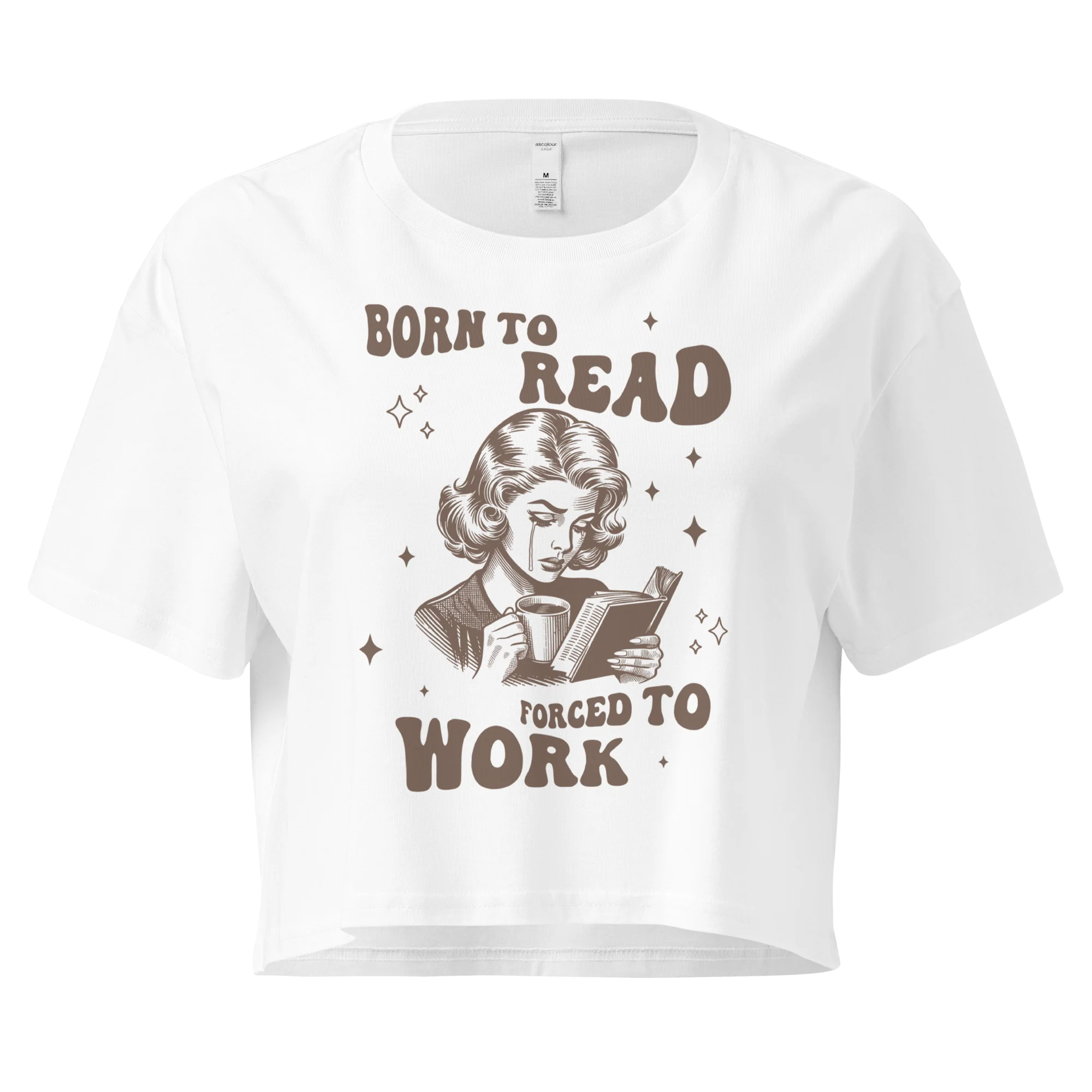 Born to Read, Forced to Work Crop Tee - Image 4