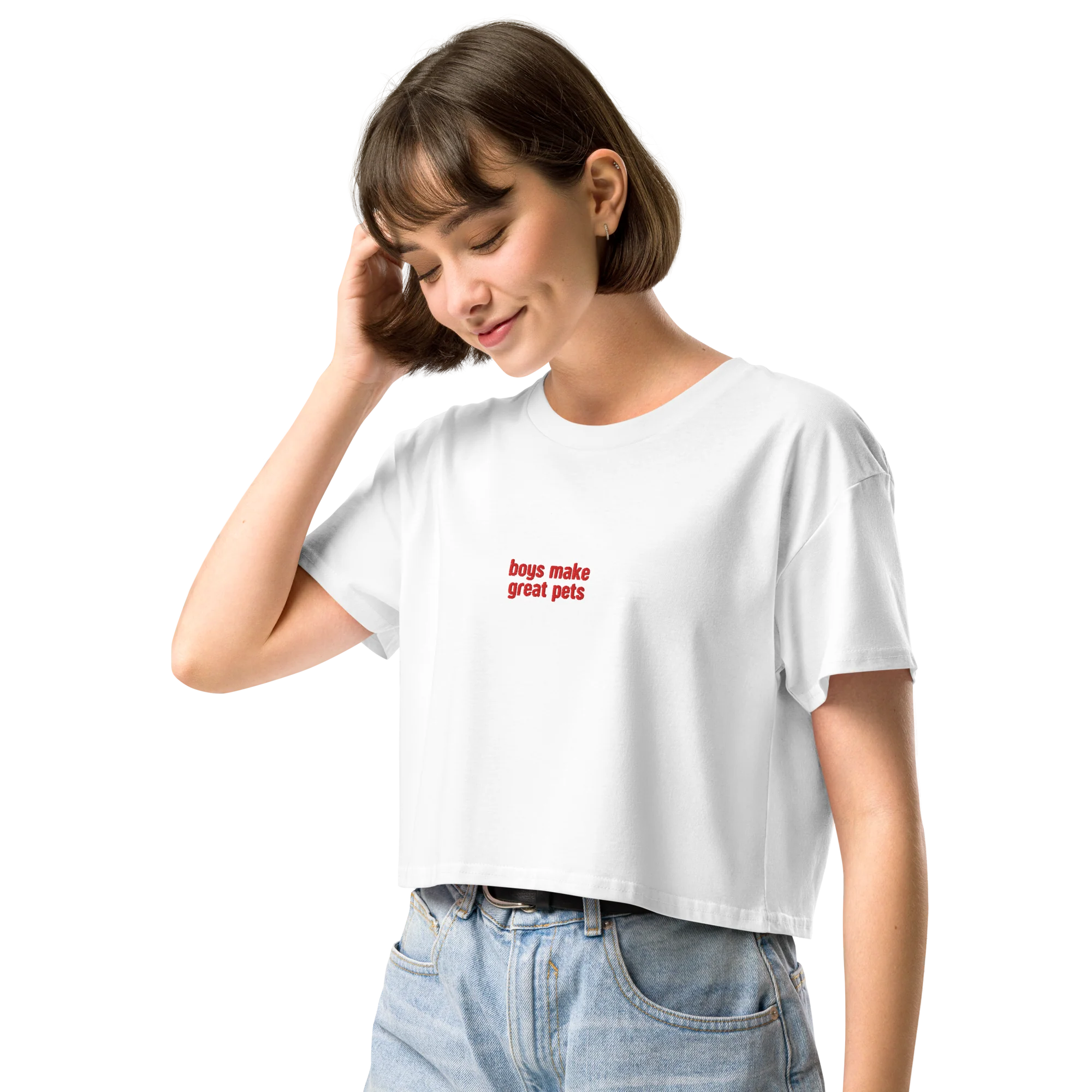 Boys Make Great Pets Embroidered Crop Tee - Image 2