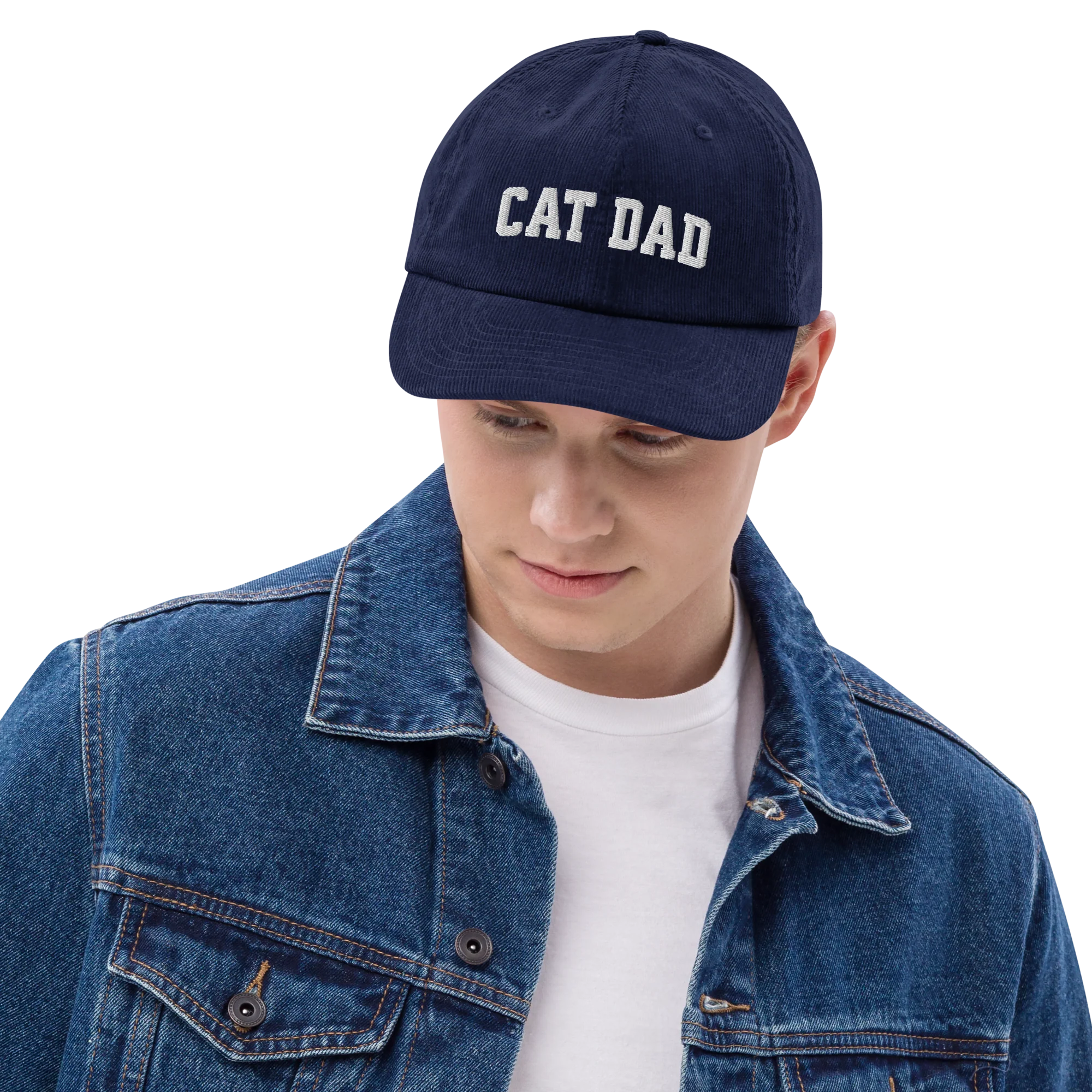 Cat Dad Embroidered Corduroy Hat - Image 7