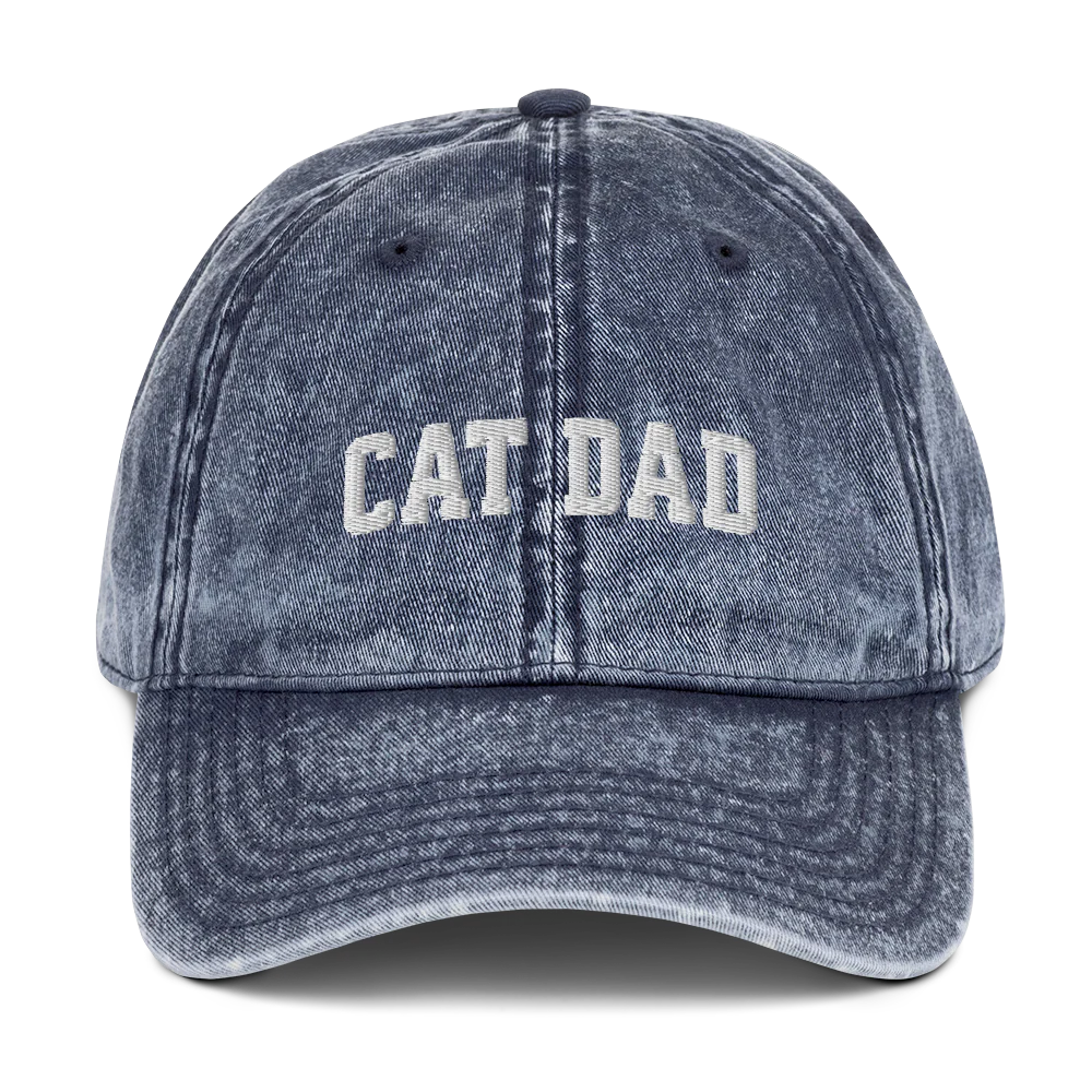 Cat Dad Embroidered Vintage Cap - Image 3