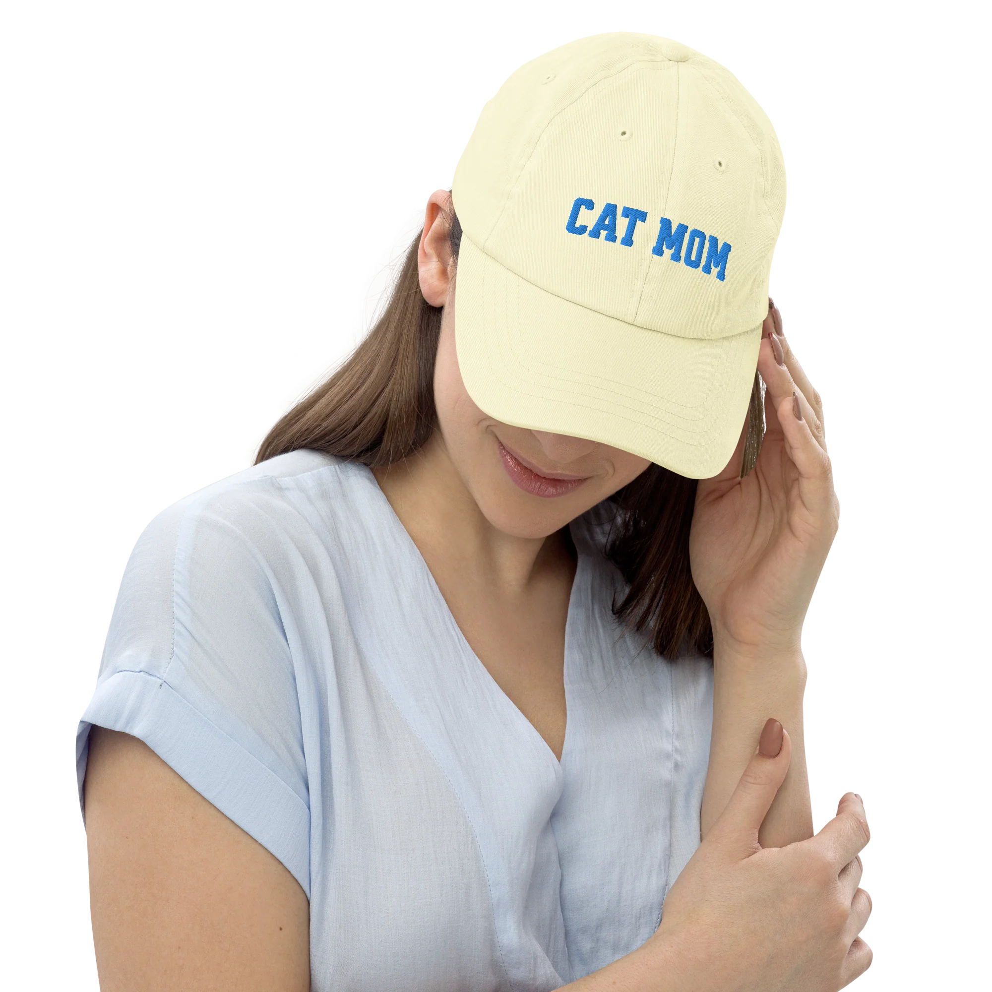 Cat Mom Embroidered Pastel Baseball Cap - Image 2