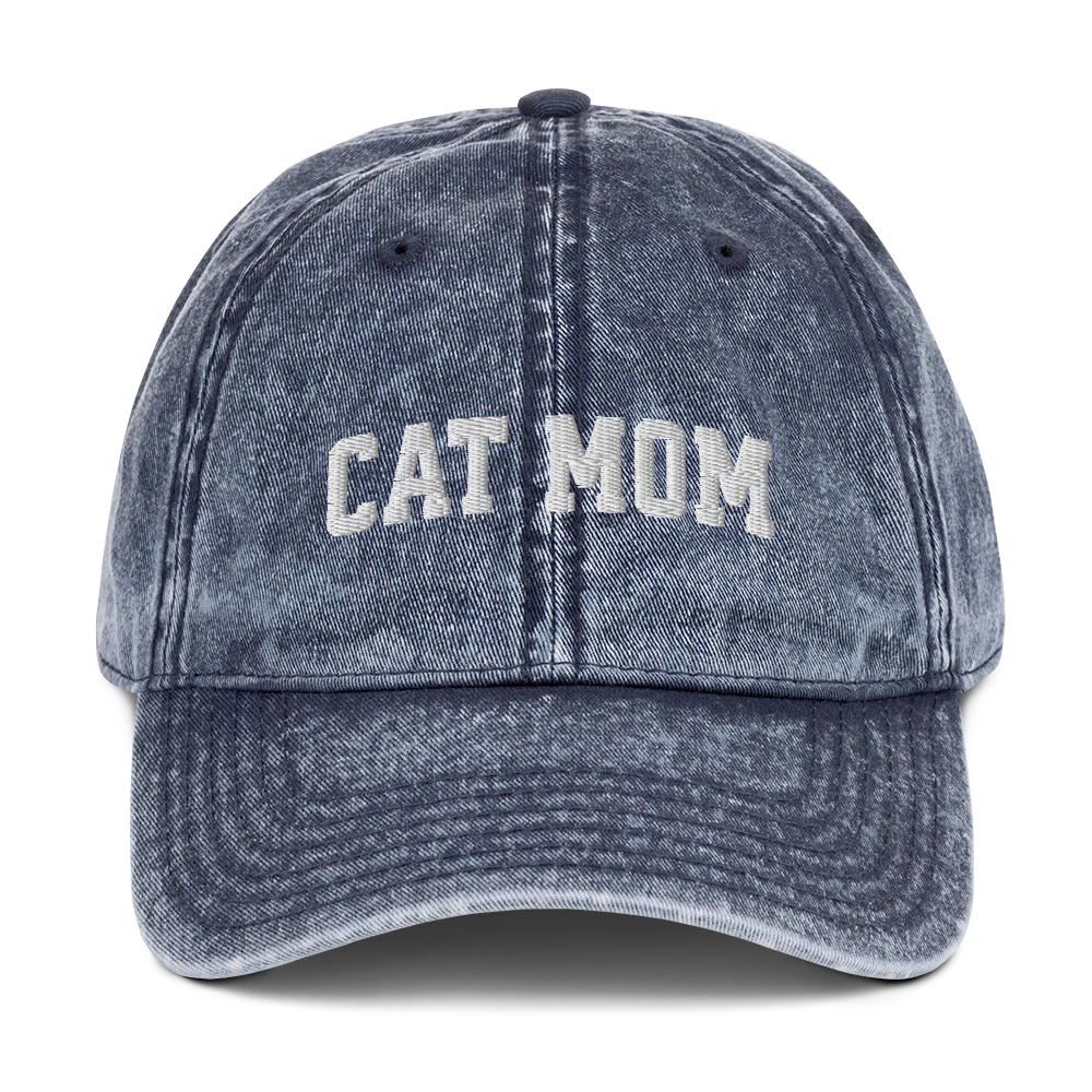Cat Mom Embroidered Vintage Cap