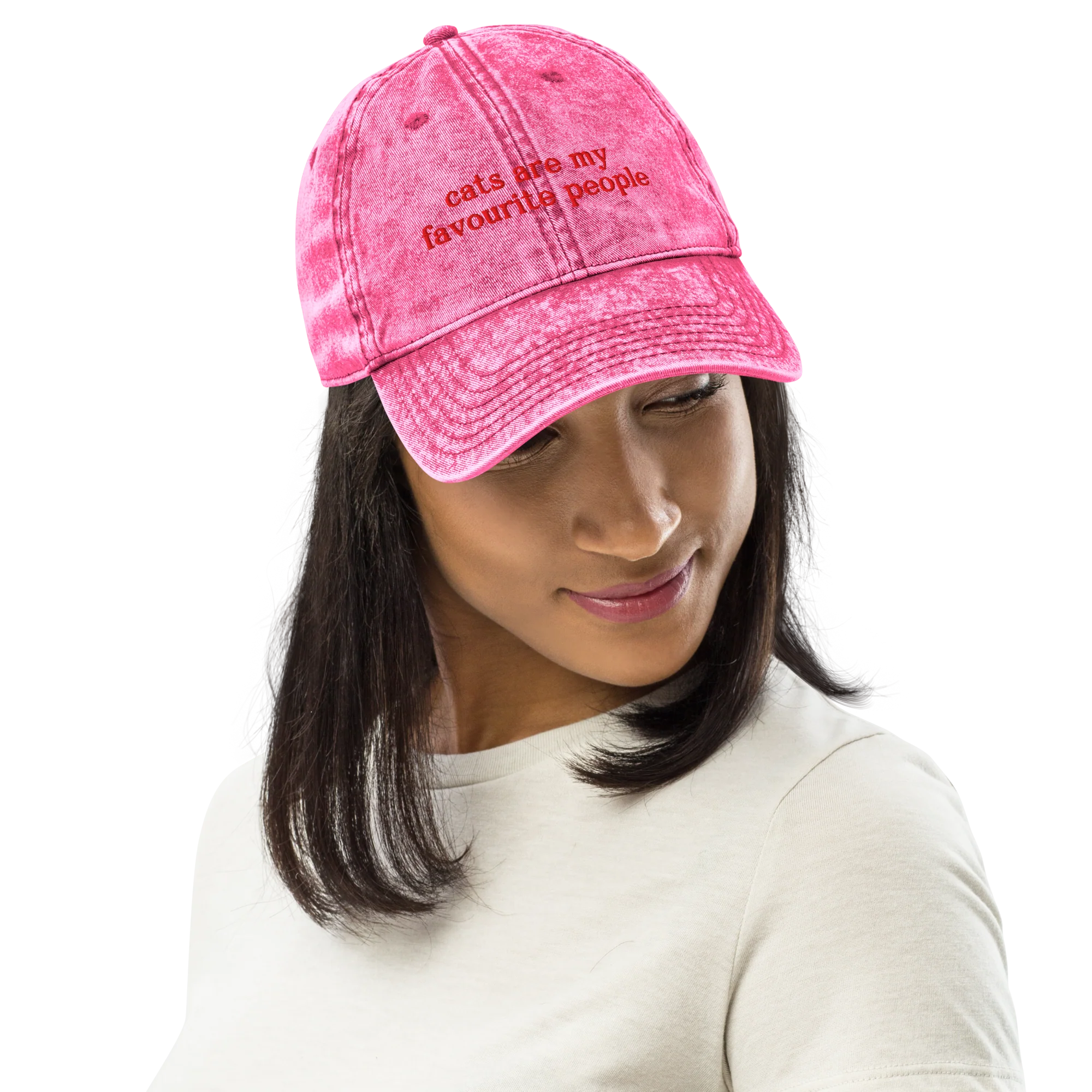 Cats Are My Favourite People Embroidered Vintage Cap - Image 2