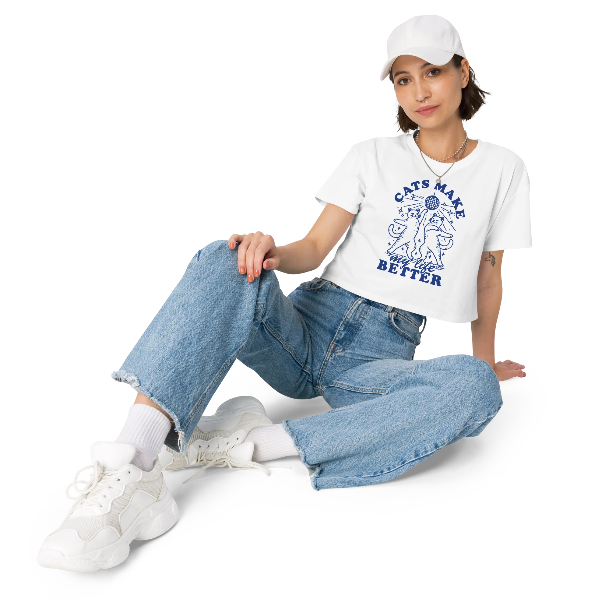 Cats Make My Life Better Crop Tee - Image 5