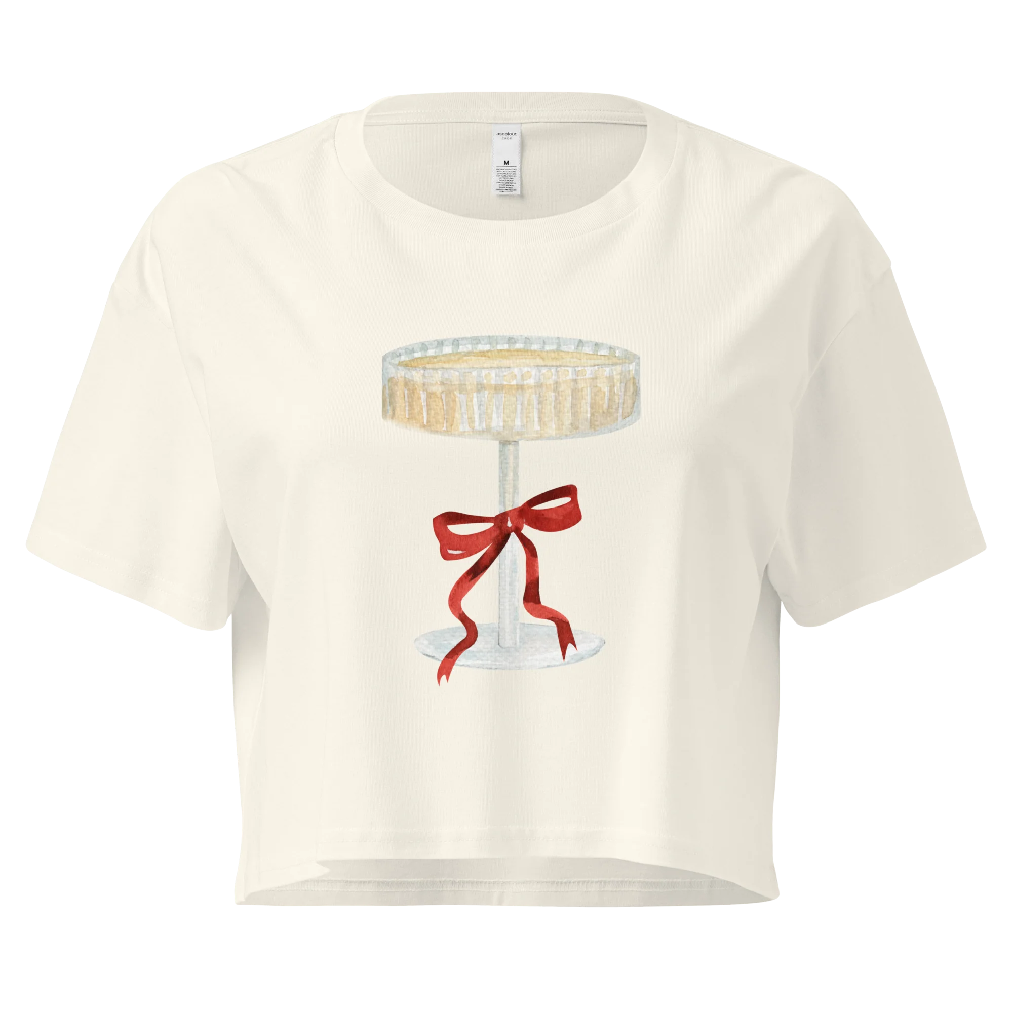 Champagne Coquette Watercolor Crop Tee - Image 3