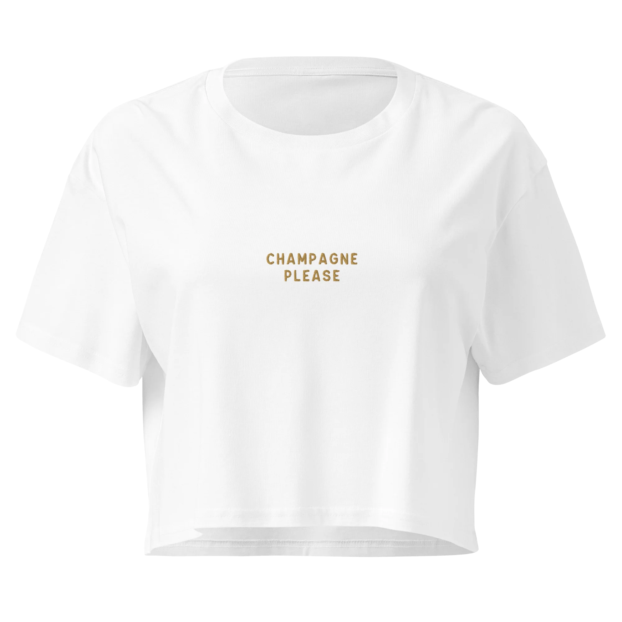 Champagne Please Embroidered Crop Tee - Image 3
