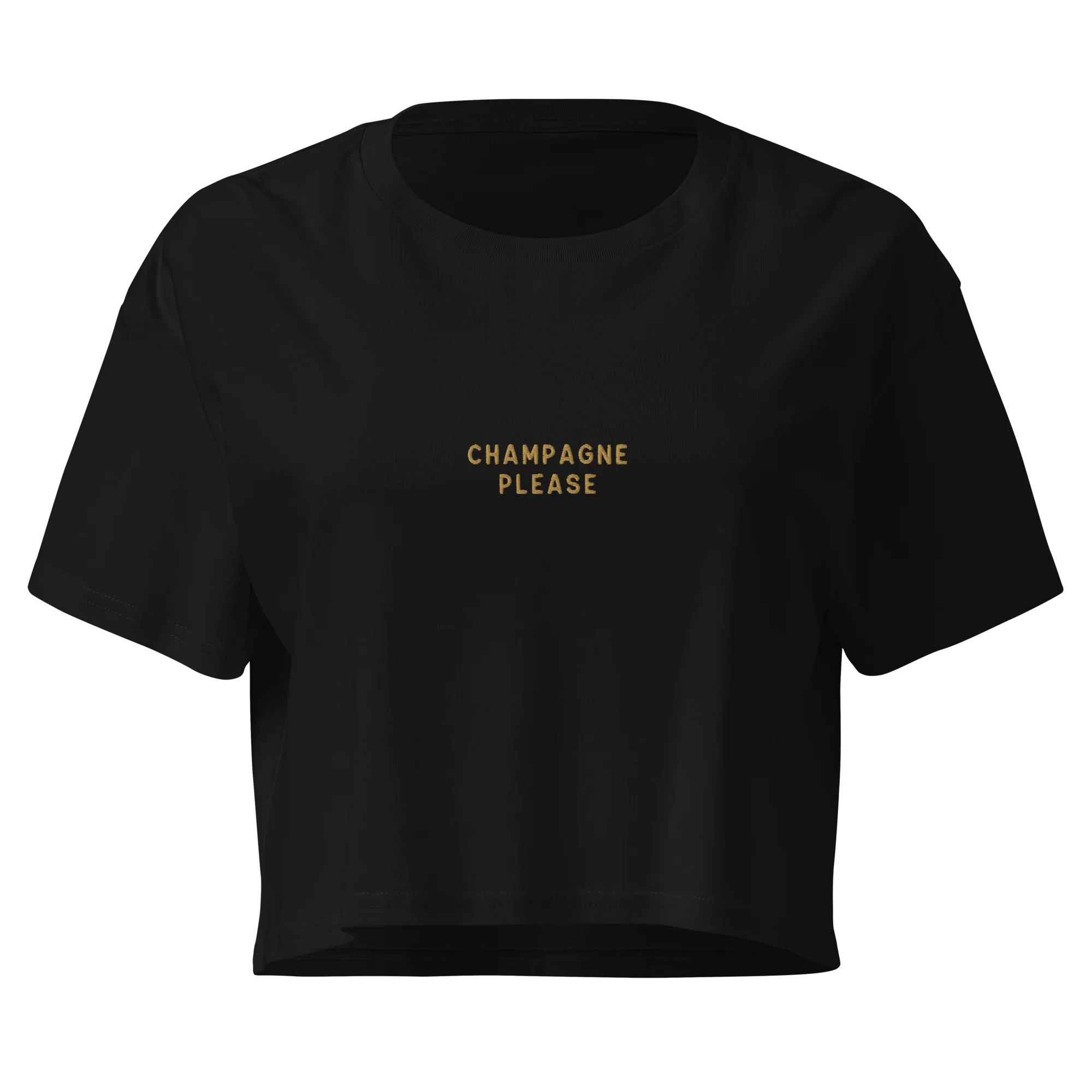 Champagne Please Embroidered Crop Tee - Image 4
