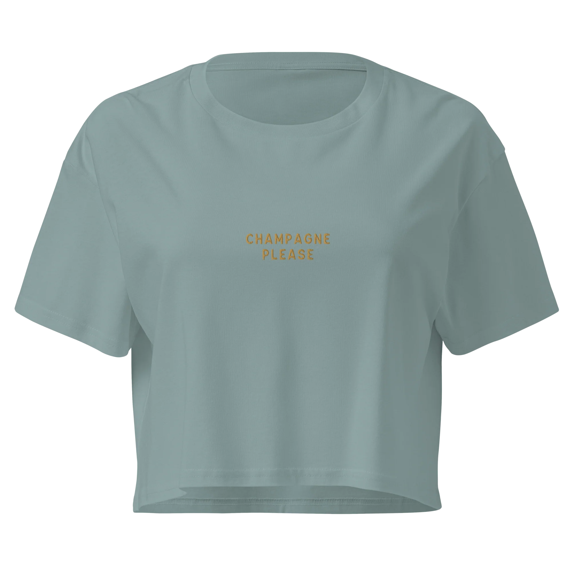 Champagne Please Embroidered Crop Tee - Image 6