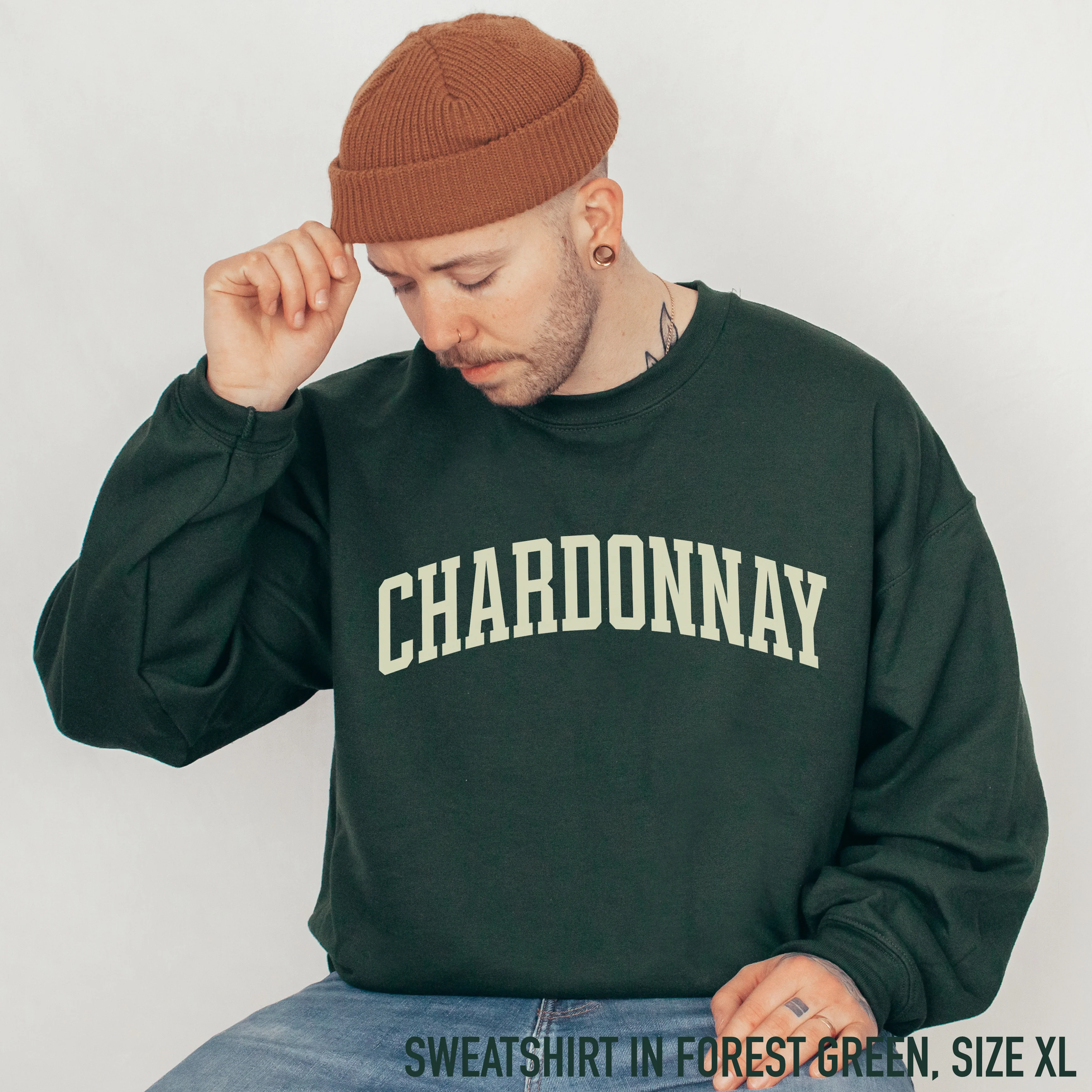 Chardonnay White Wine Varsity Sweatshirt - Image 2