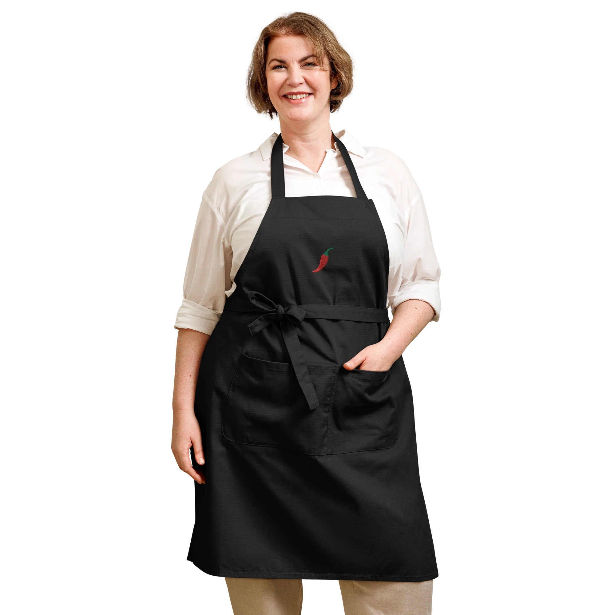 Chilli Pepper Embroidered Organic Cotton Apron - Image 6