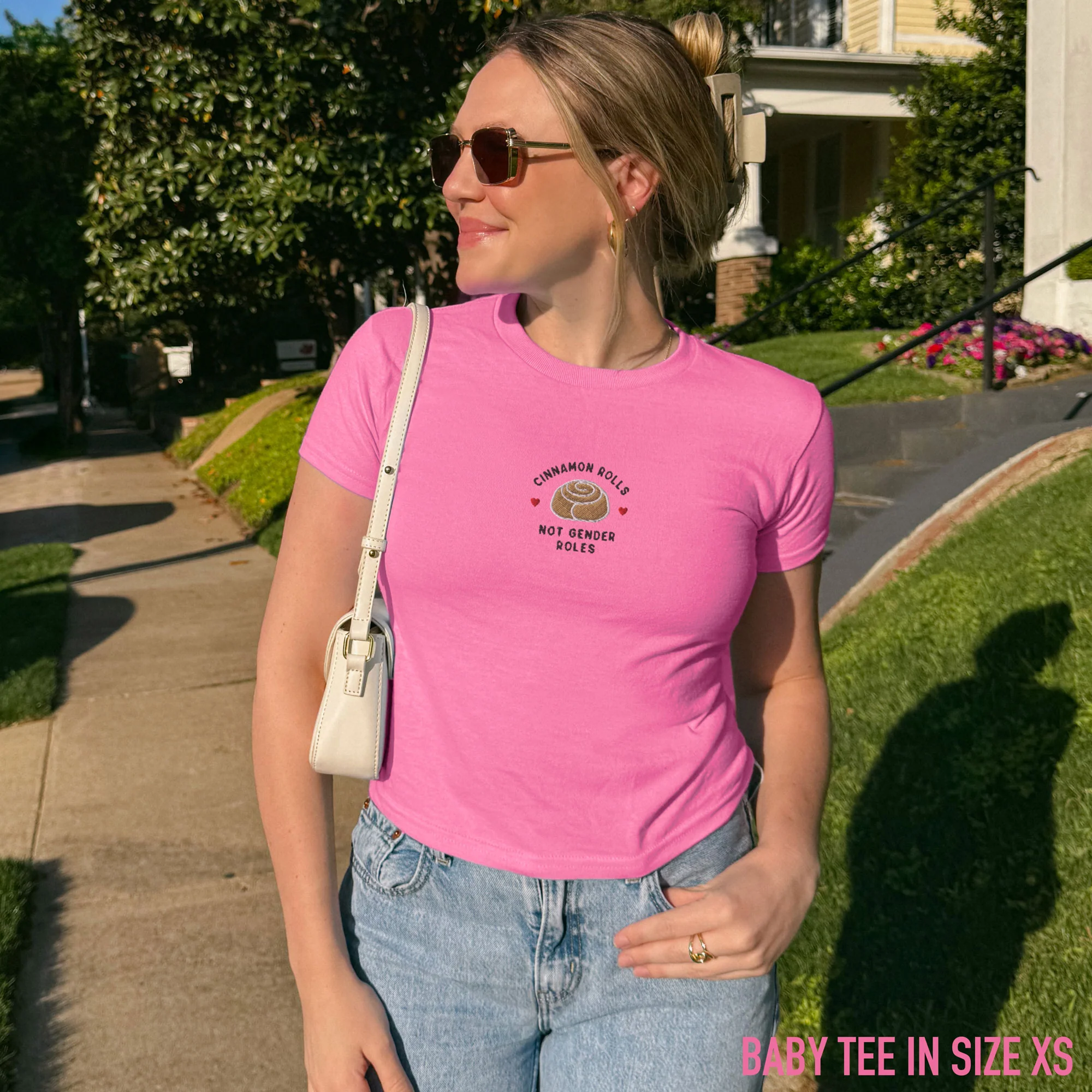 Cinnamon Rolls Not Gender Roles Embroidered Baby Tee - Image 2
