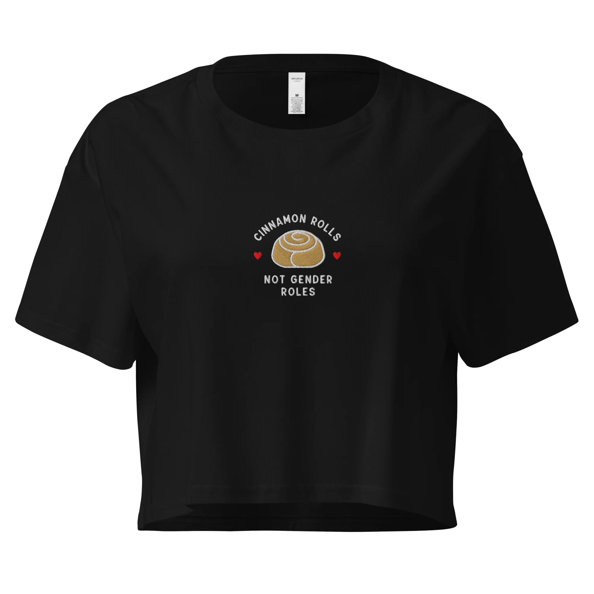 Cinnamon Rolls Not Gender Roles Embroidered Crop Tee - Image 7