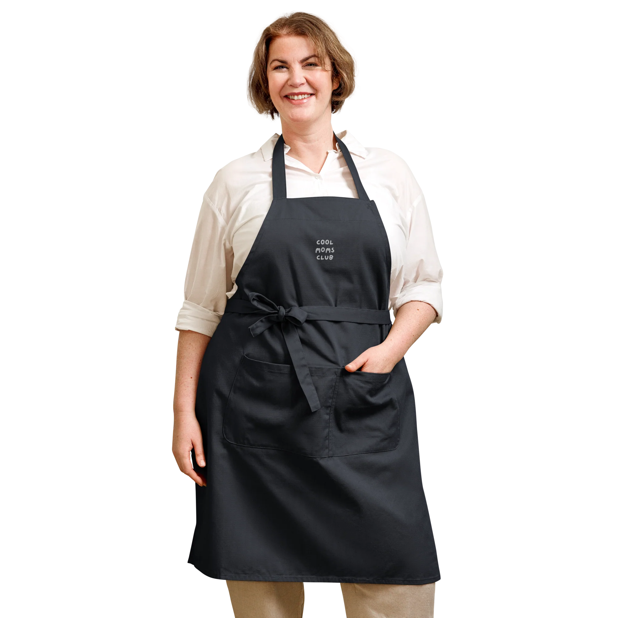 Cool Moms Club Mother Embroidered Organic Cotton Apron - Image 2
