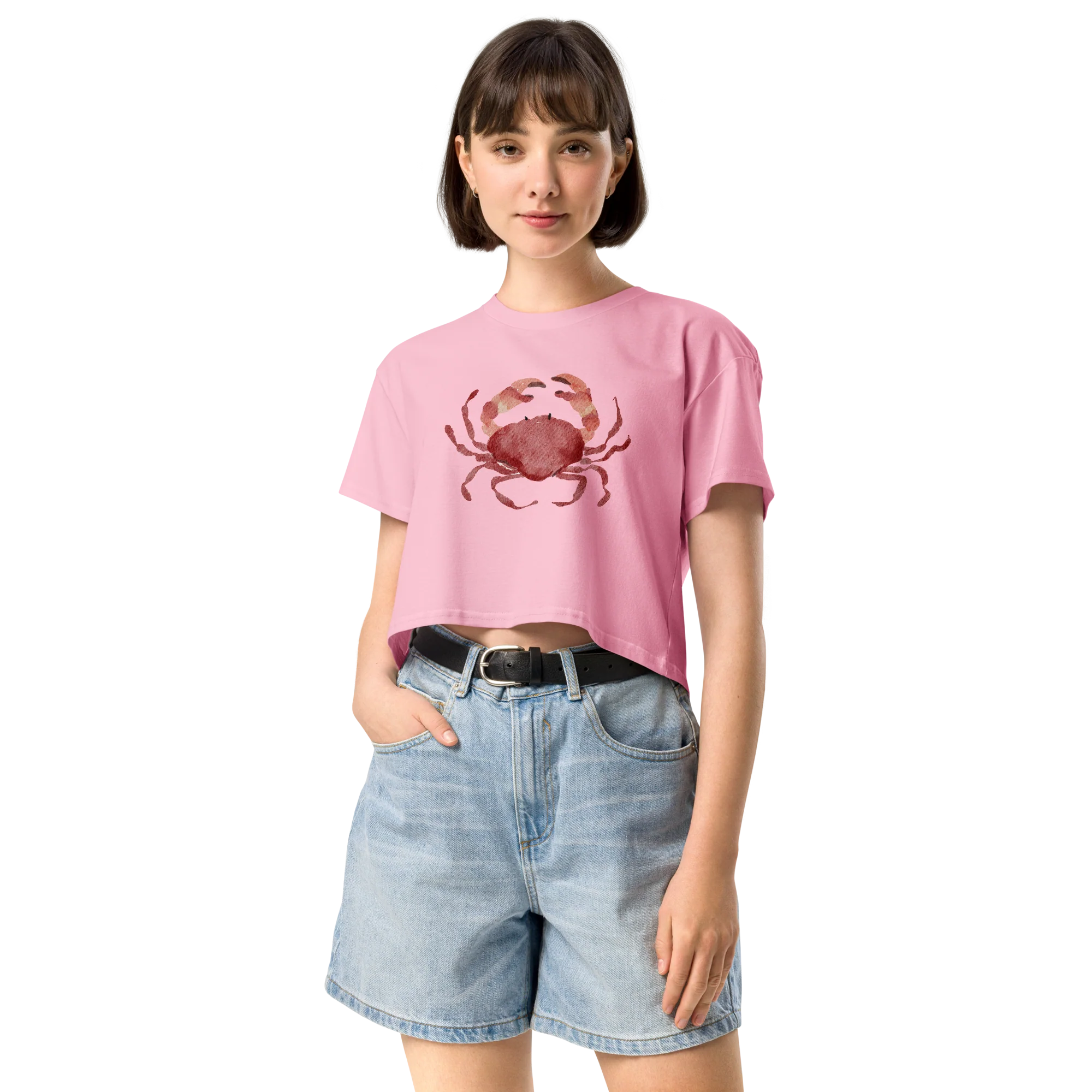 Crab Watercolor Crop Tee - Image 5