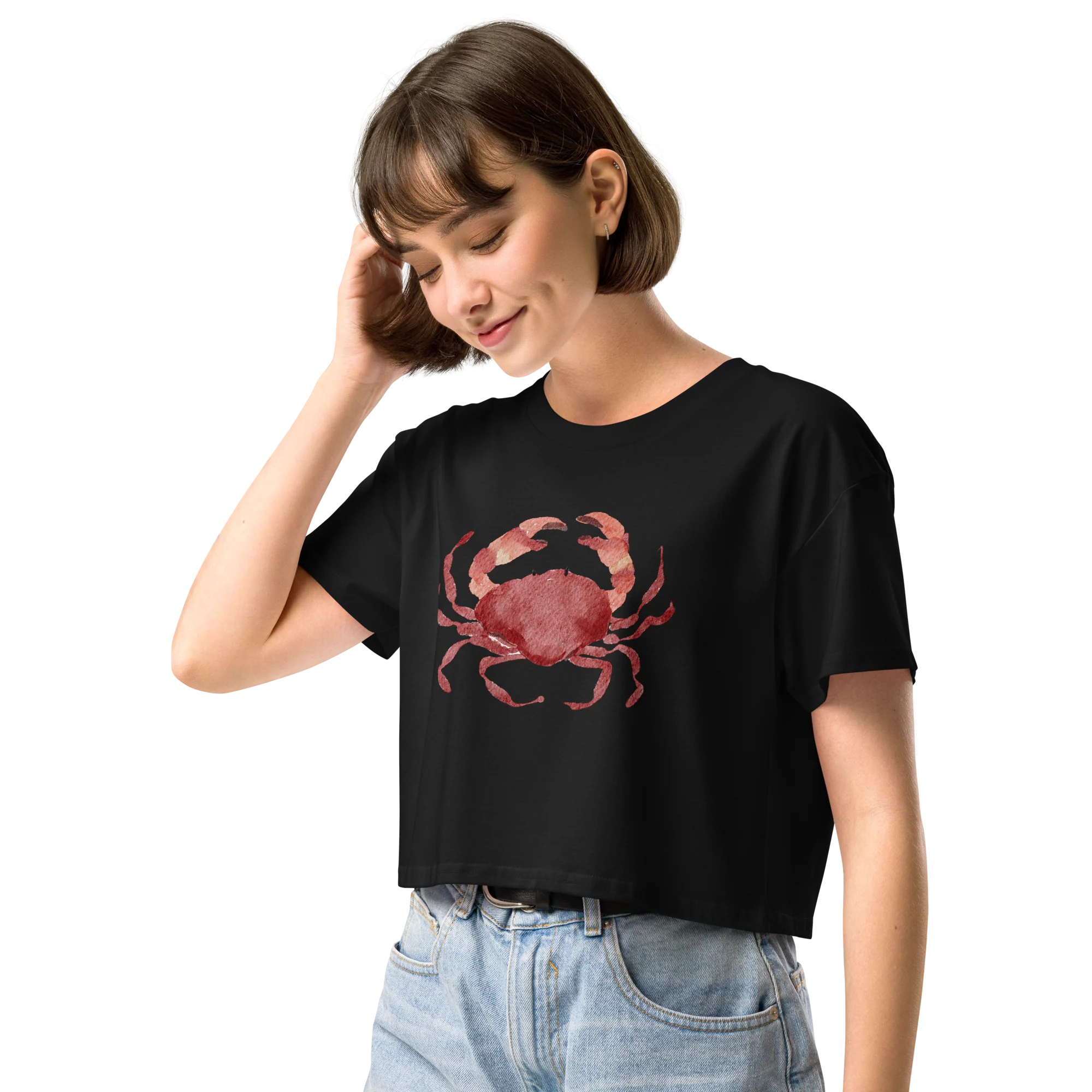 Crab Watercolor Crop Tee - Image 6