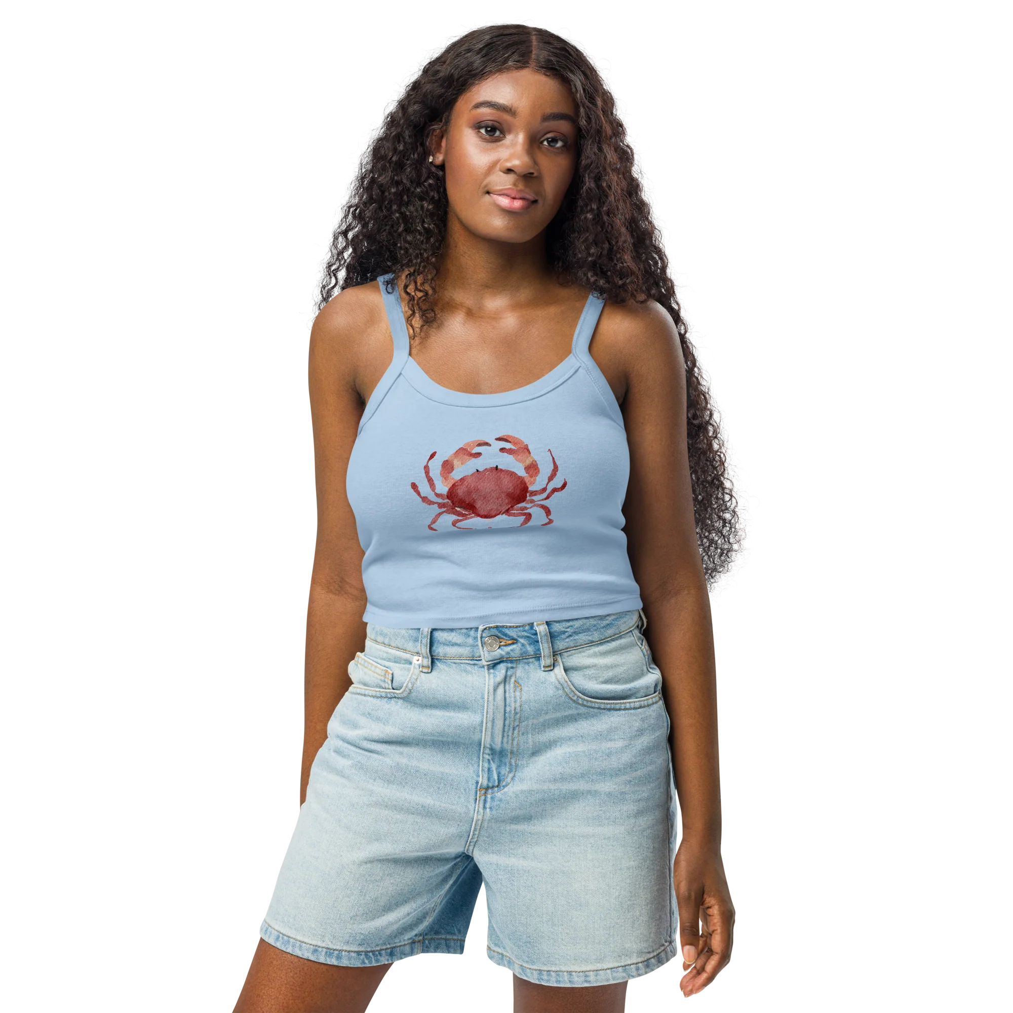 Crab Watercolor Rib Tank Top - Image 5