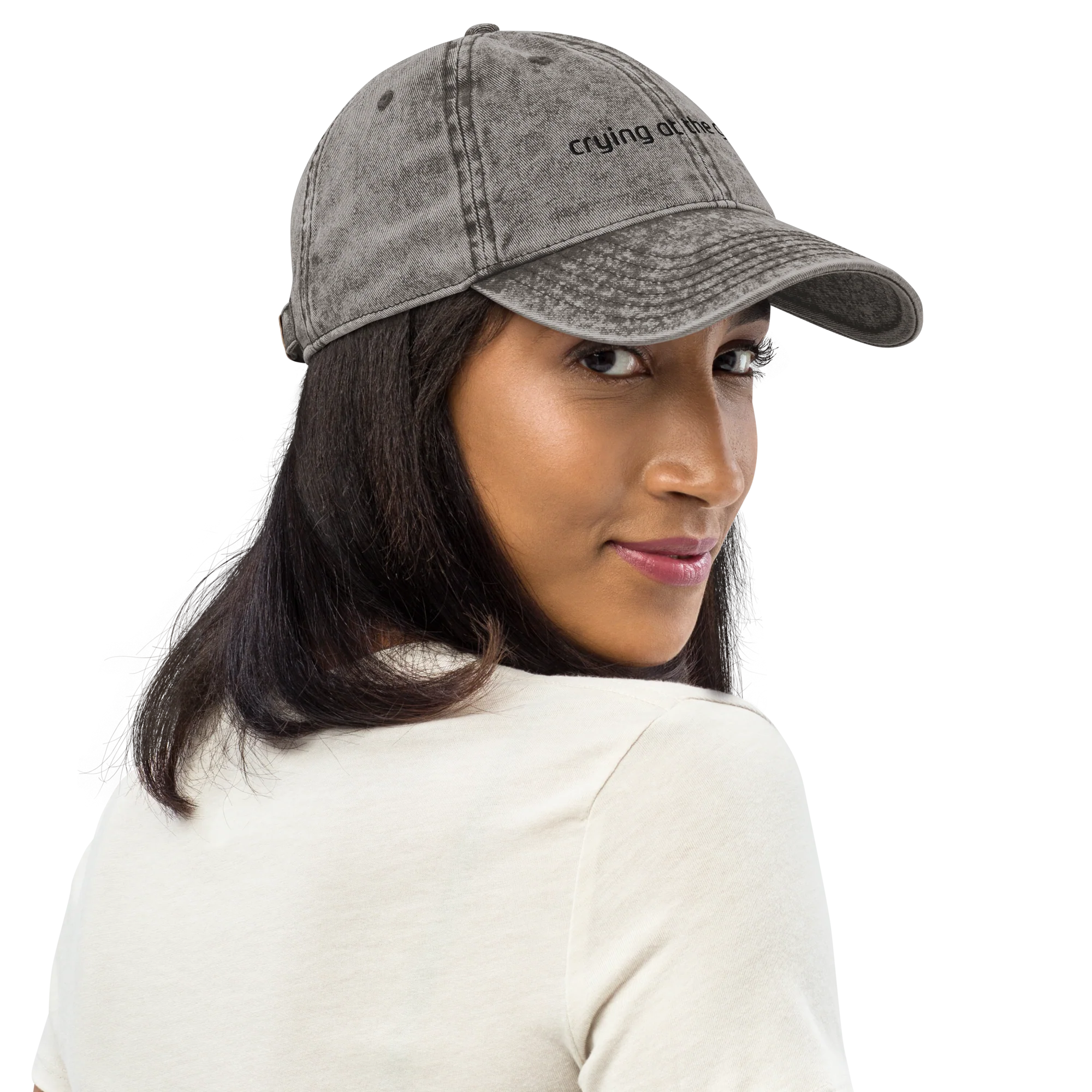 Crying At The Gym Embroidered Vintage Cap - Image 2