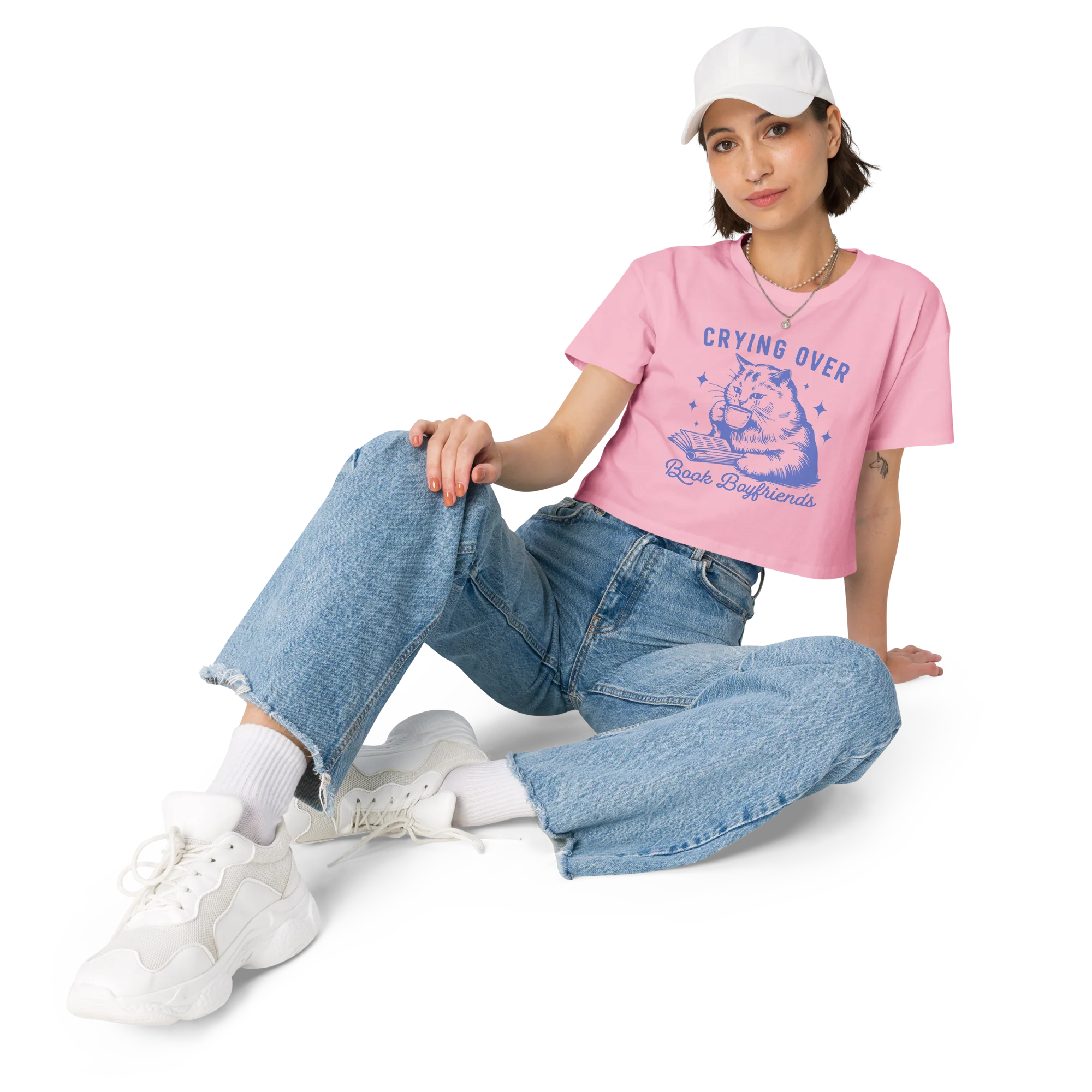 Crying Over Book Boyfriends Crop Tee - Image 5