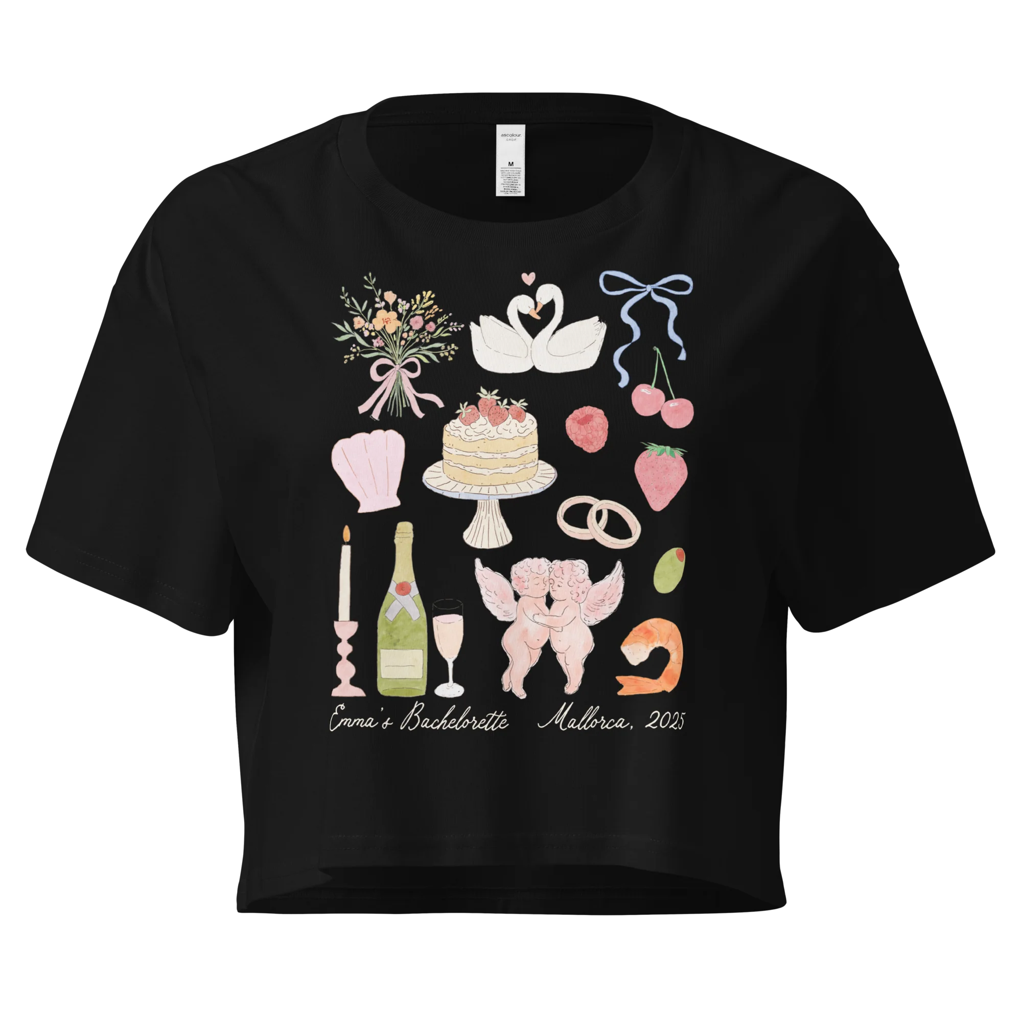 CUSTOM Bachelorette Party Trip Watercolor Crop Tee - Image 3