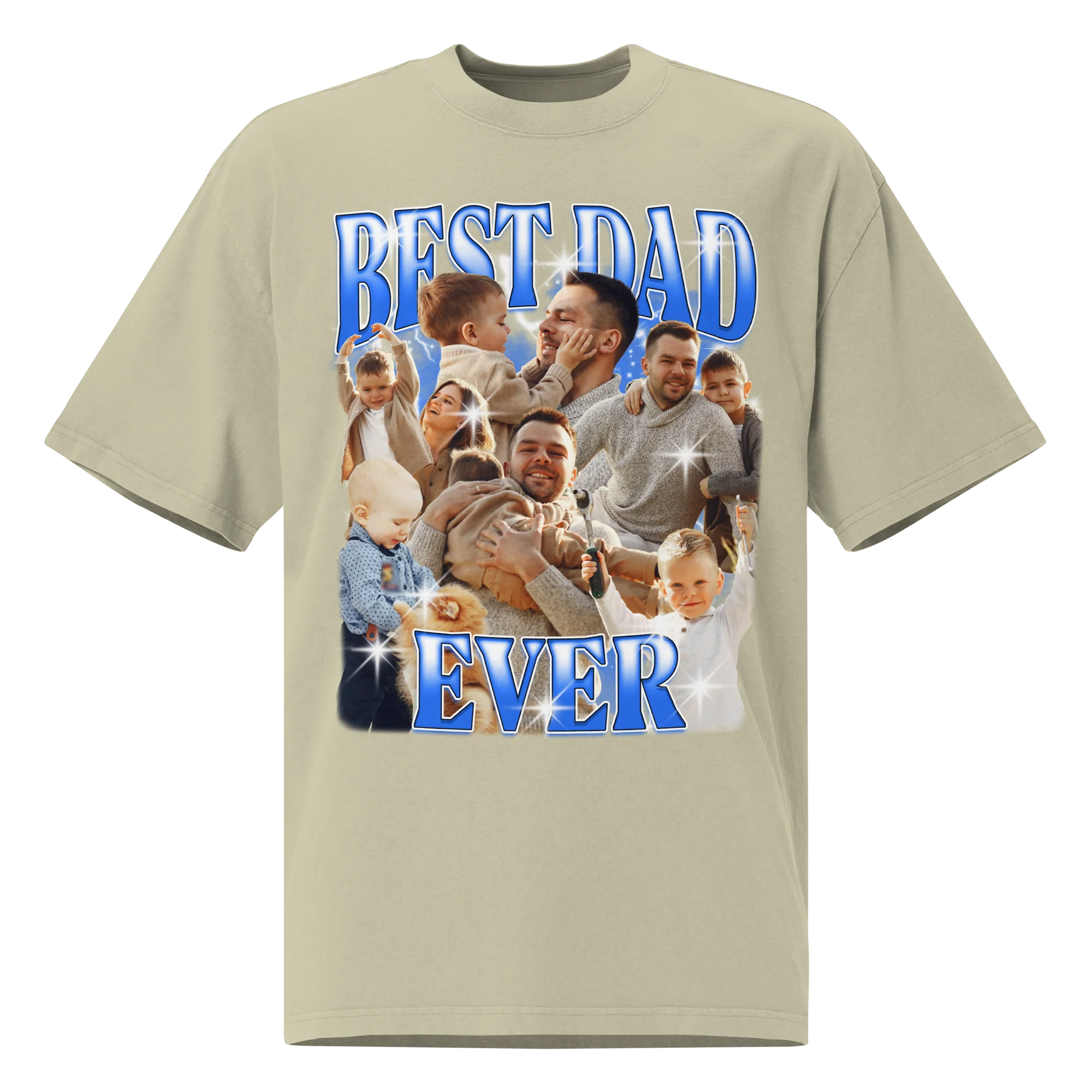 CUSTOM Best Dad Ever Photo Bootleg Oversized Faded T-Shirt - Image 6